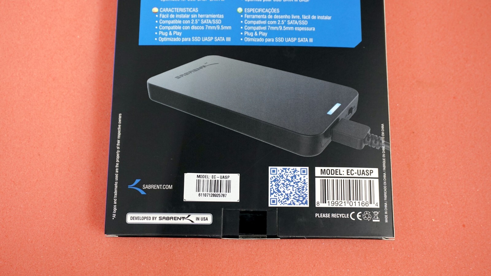Sabrent 2.5″ SATA/SSD USB 3.0 Tool-Free External Hard Drive Enclosure EC-UASP