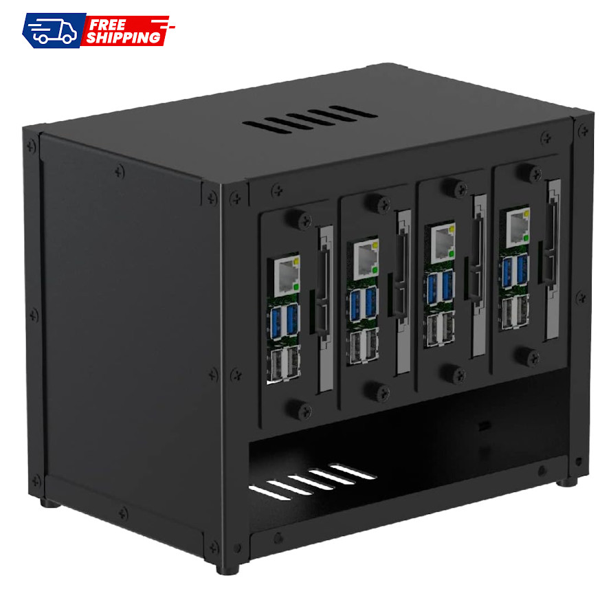 Upgraded Complete Enclosure for Raspberry Pi Cluster with 4 Removable Mounti…