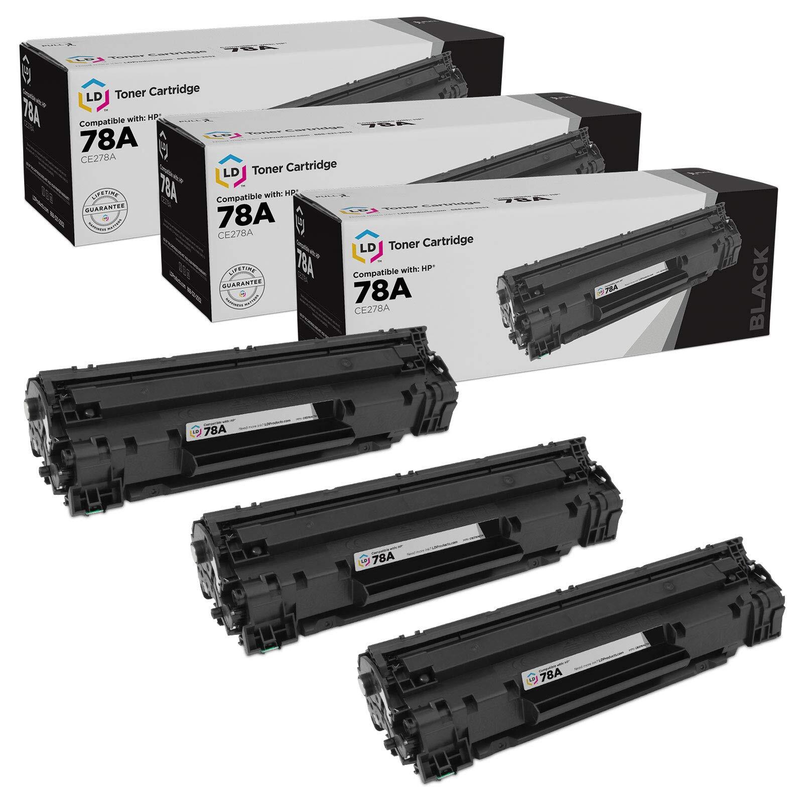 LD 3pk Comp Black Laser Toner for HP CE278A 78A LaserJet P1566 P1606dn M1536dn
