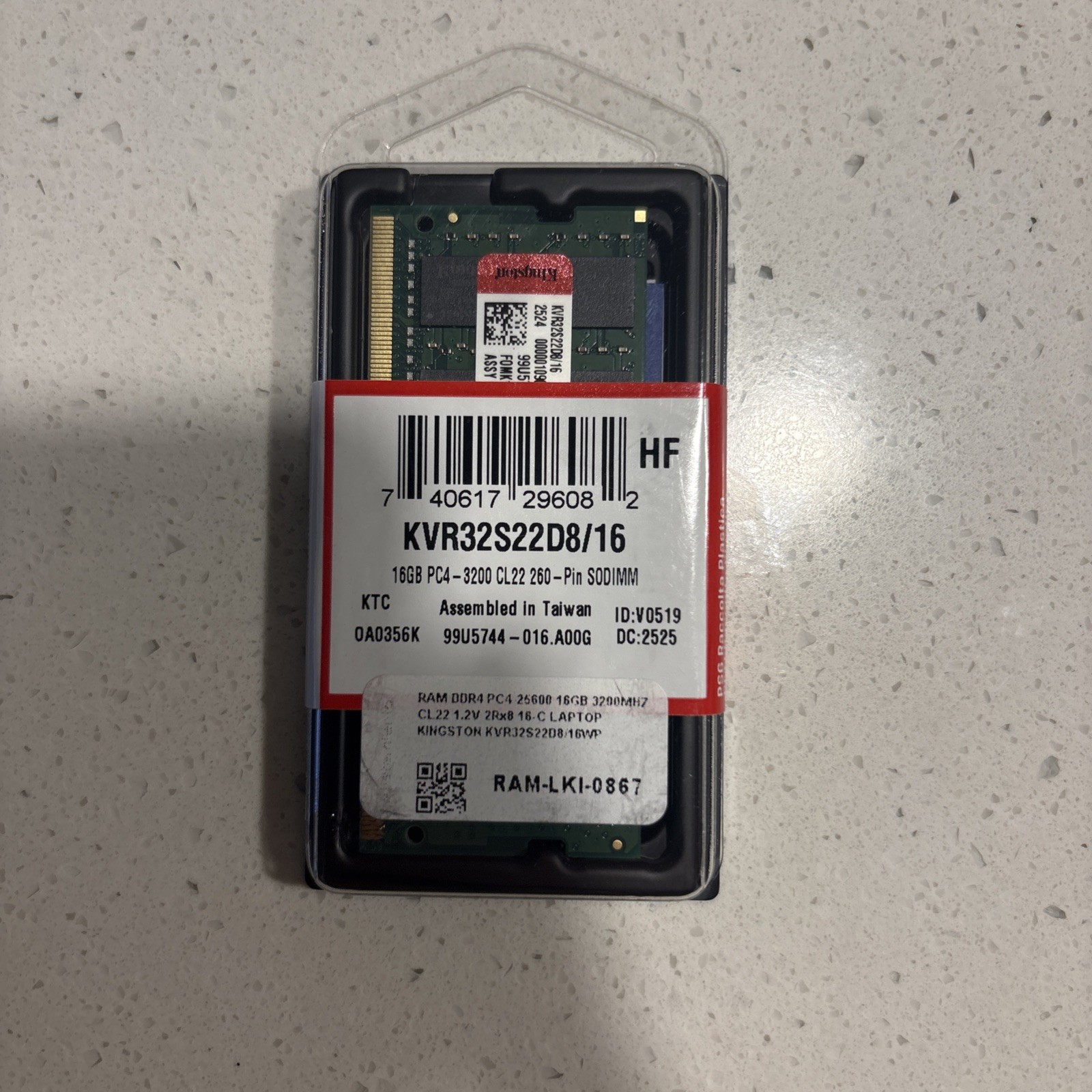 Kingston 16GB DDR4 3200MHz PC4-25600 SODIMM Laptop RAM KVR32S22D8/16 NEW