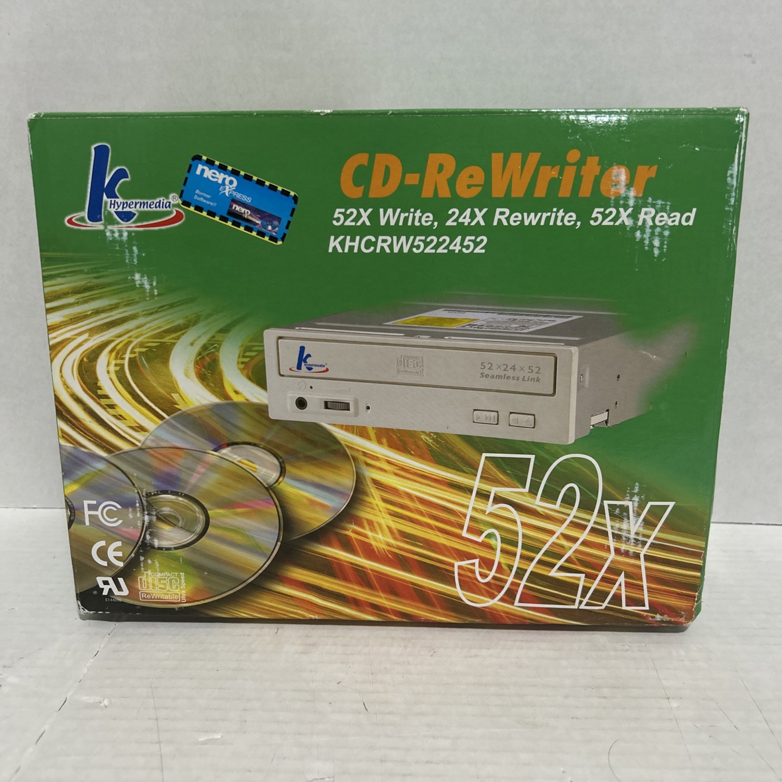 K Hypermedia 52X CD-ReWriter Internal CD-RW Desktop Computer Open Box.