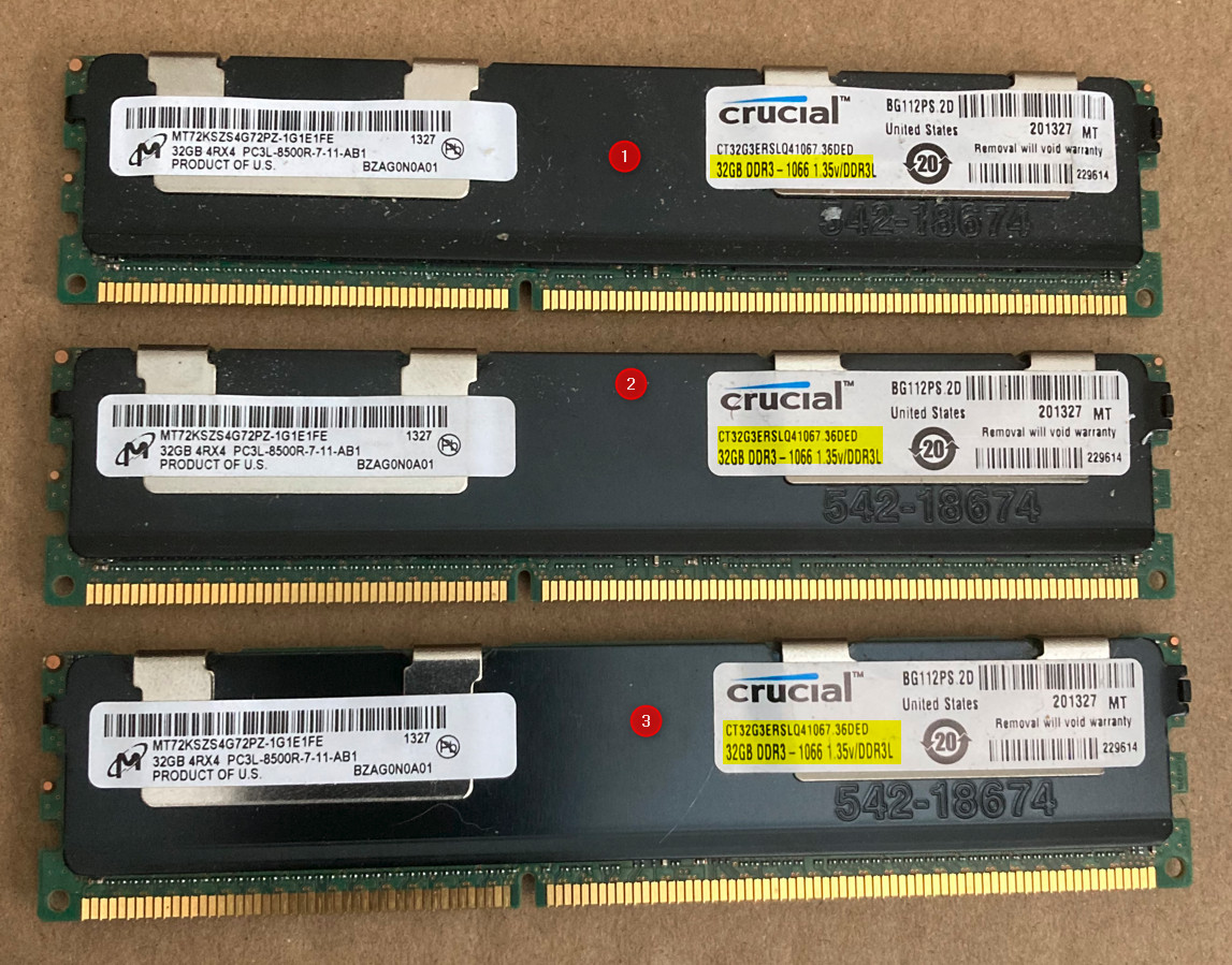 Micron 32GB 4RX4 PC3L-8500R-7-11-AB1 DDR3-1066 MHZ *SERVER*