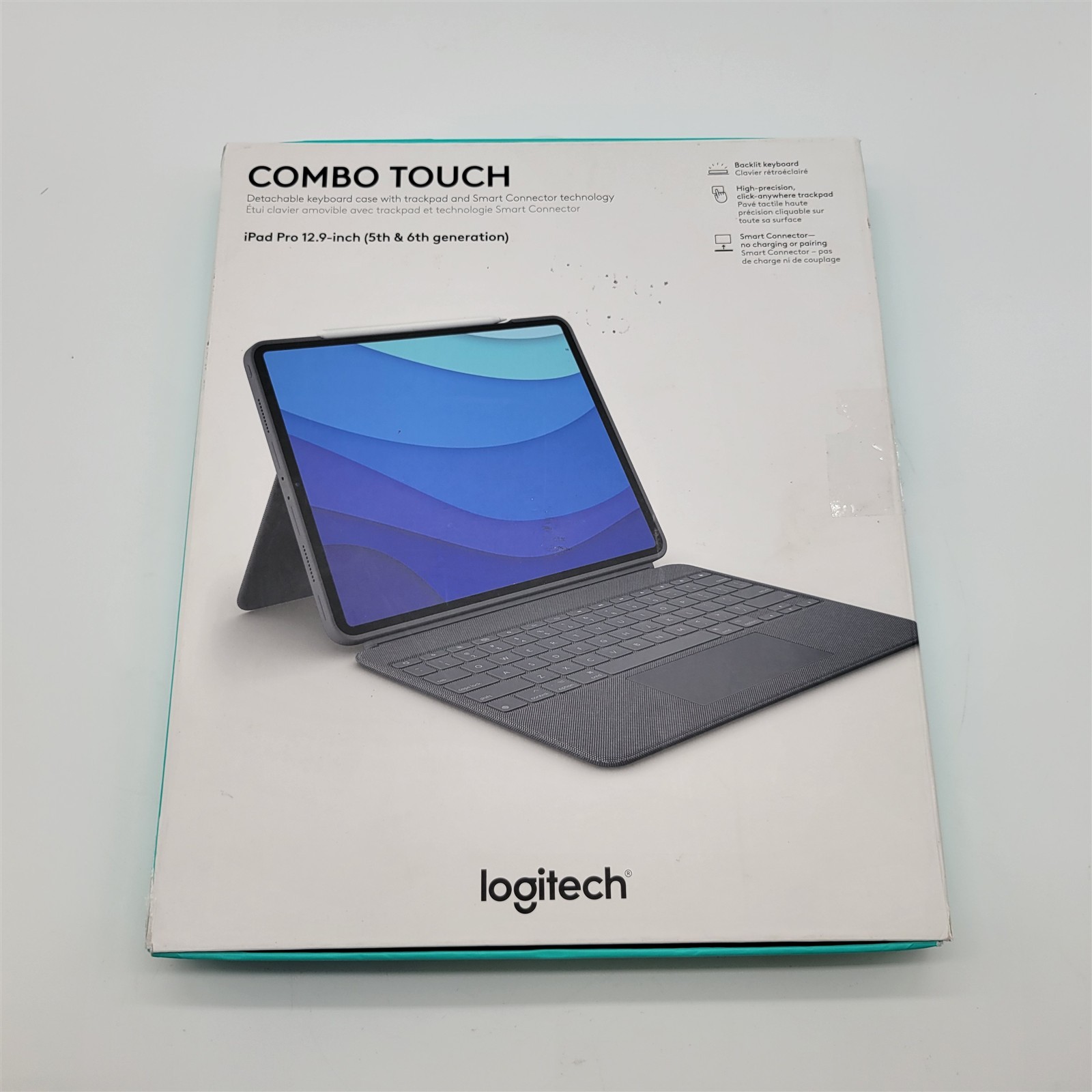 Logitech Combo Touch Keyboard Case for 12.9″ Apple iPad Pro 5th Gen. Oxford Gray