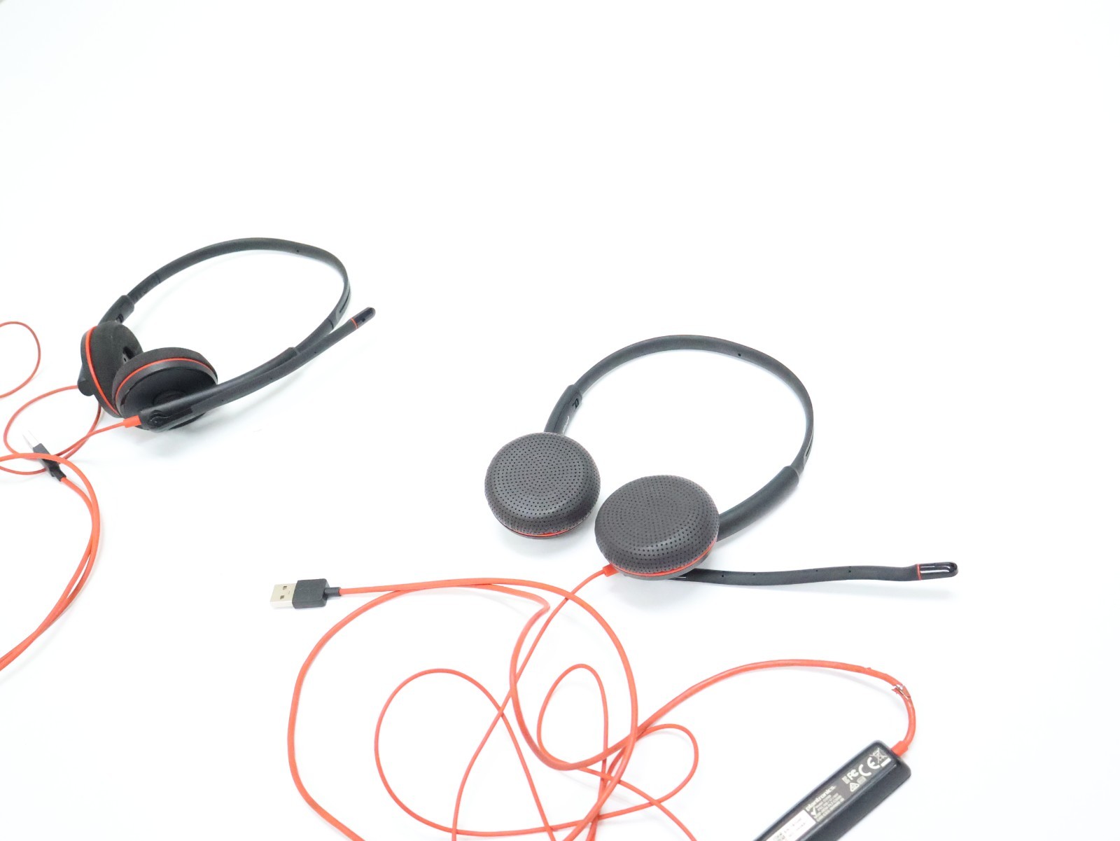 Lot 2 Plantronics Blackwire C3220 Wired USB-A Dual-Ear Headsets Tested Working