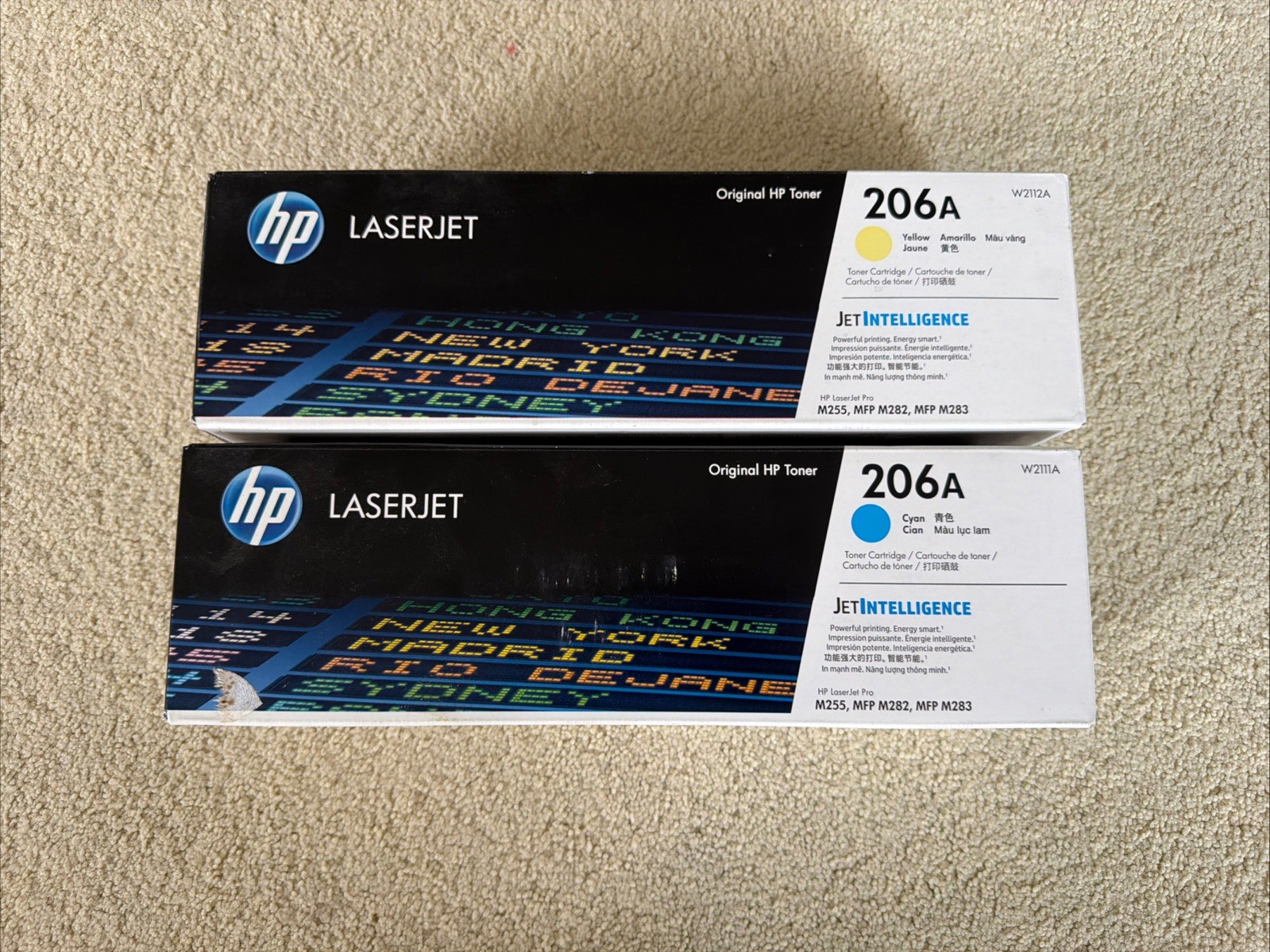 HP 206A Set of 2: Yellow & Cyan W2111A W2112A New Genuine Toner Cartridge Set