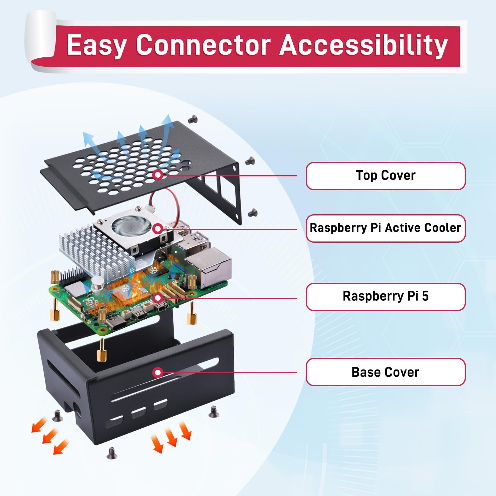 Metal Case for Raspberry Pi 5, with Pi 5 Active Cooler for Raspberry Pi 5 4GB…