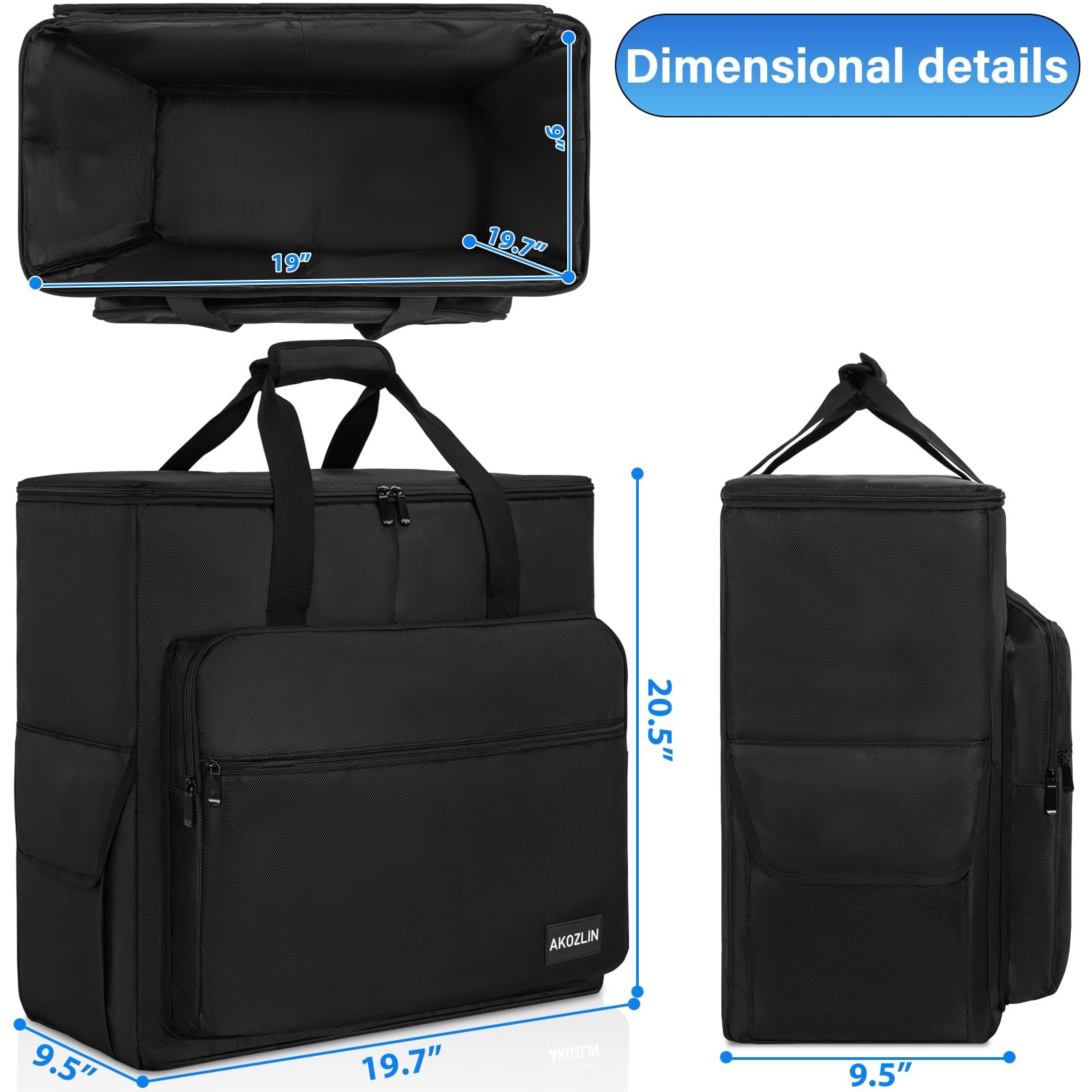 PC Travel Case Desktop Carrying Bag Padded Water Resistant Nylon Tower Mouse Blk