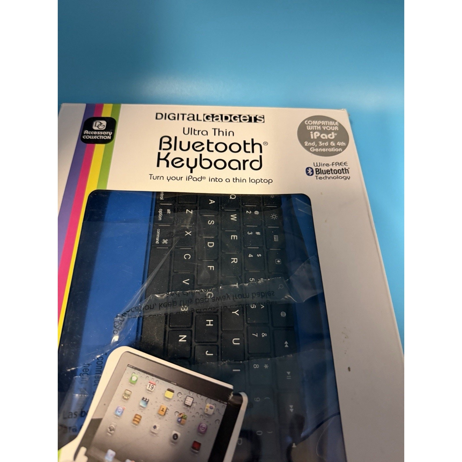 Digital Gadgets Ultra Thin Bluetooth Keyboard Dock, Black/Silver