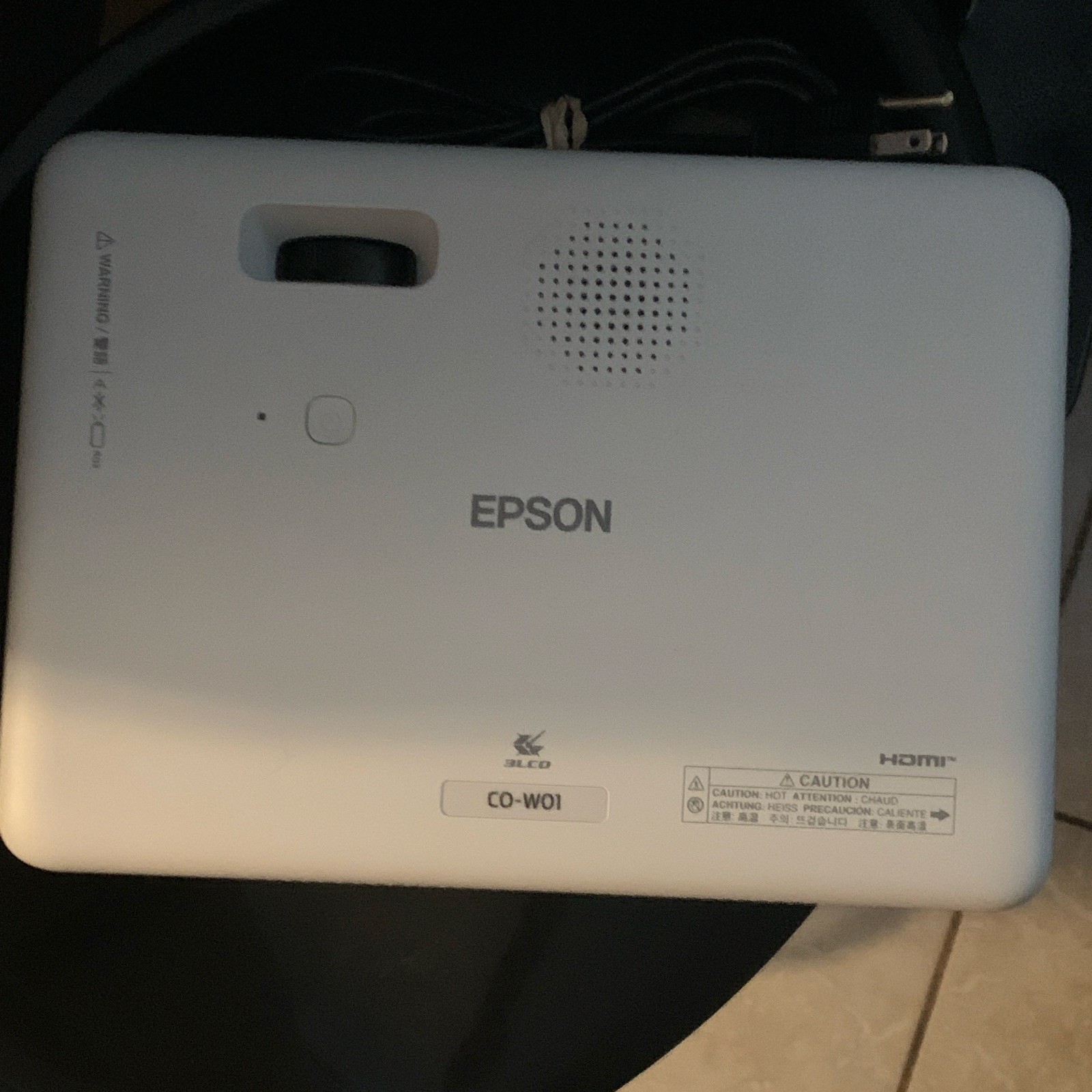 Epson CO-W01 3LCD Projector 1280×800 3000 Lumens HDMI USB White Remote