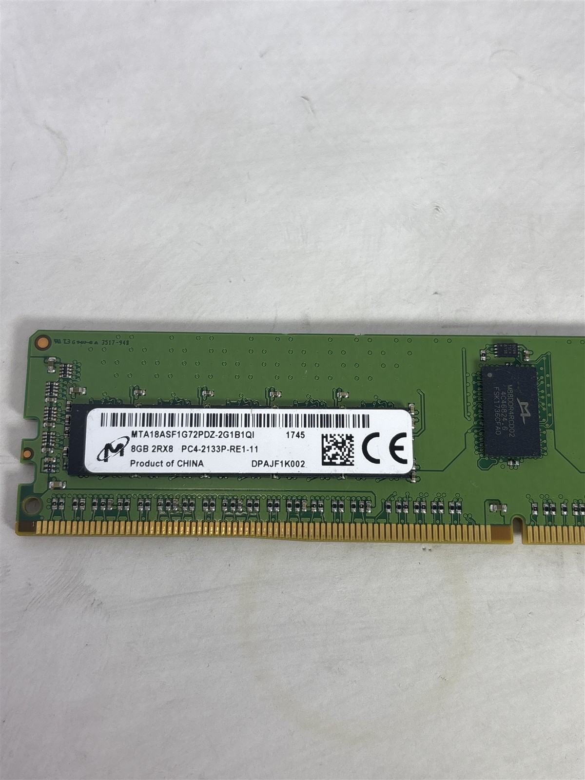 Micron 8GB 2Rx8 PC4-17000 DDR4-2133 Server RAM MTA18ASF1G72PDZ-2G1B1QI