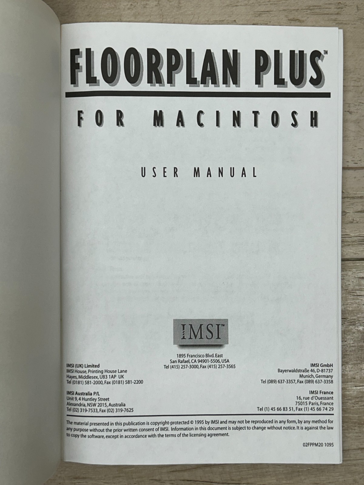 Vtg 1995 Floor Plan Plus 3.5″ Floppy Disc & User Manual For Mac Version 1.1