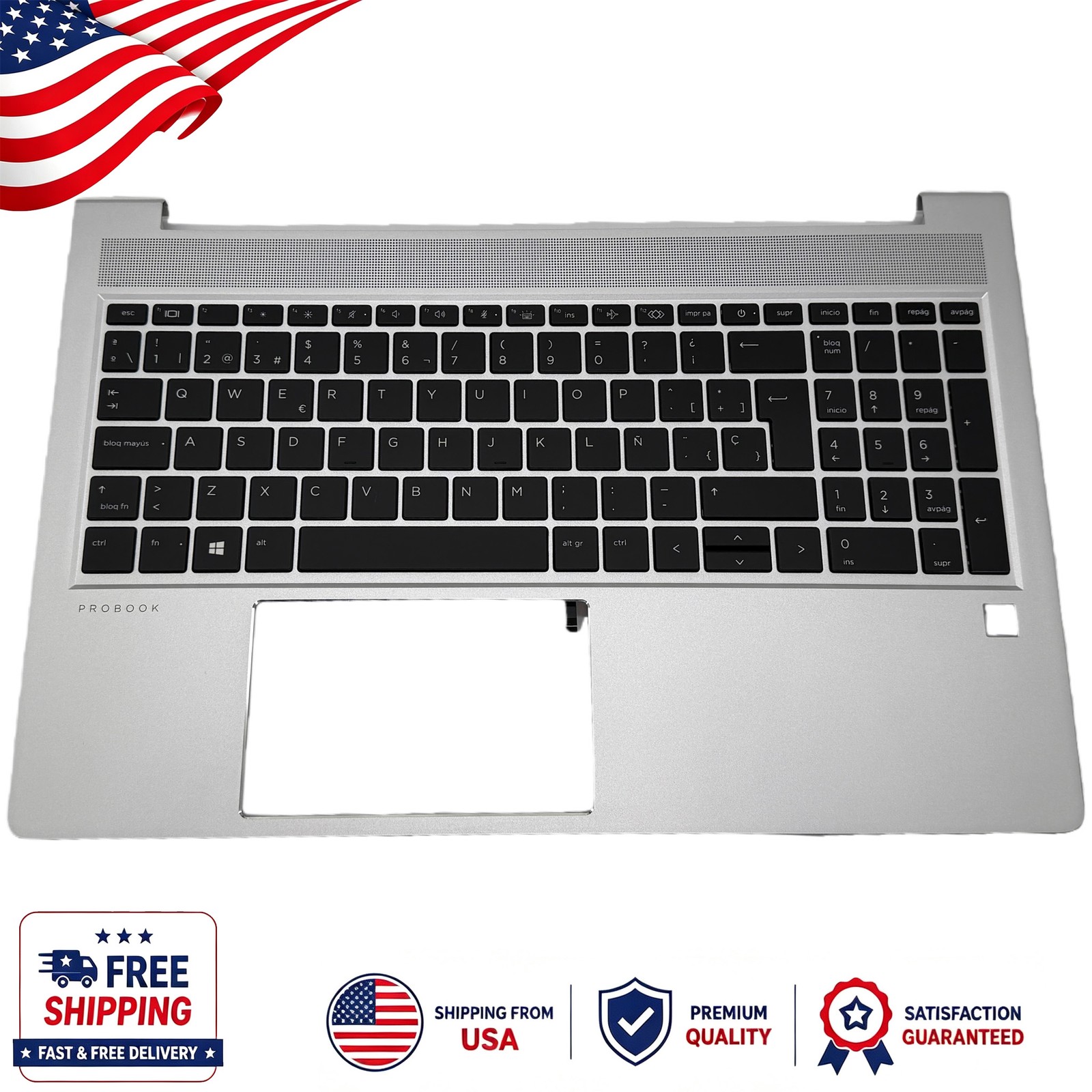 For HP Probook 450 G8 455 G8 Palmrest Cover Upper Case Spanish Backlit Keyboard