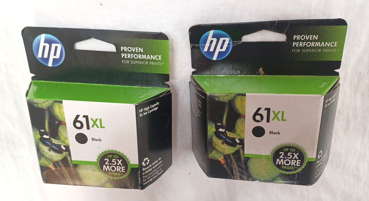 2 HP 61XL Black High Yield Ink Cartridge CH563WN Expired 7 2015 & 11 2014