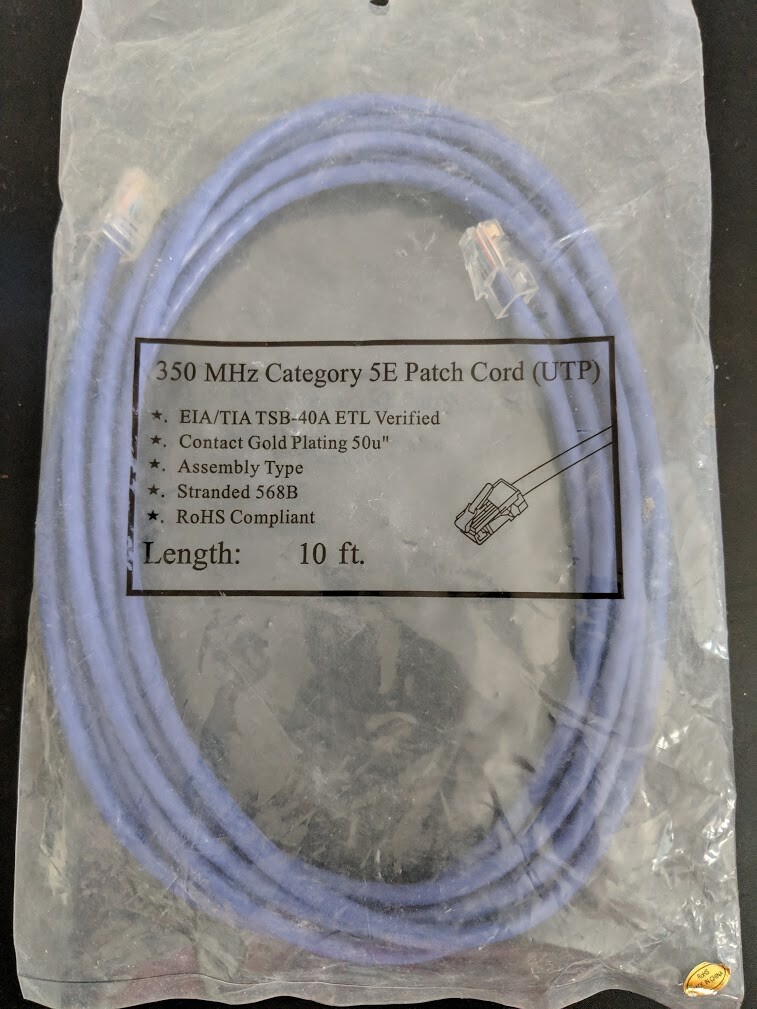 10ft Cat5 RJ45 terminated Gold Plated Contacts Ethernet Patch Cord – BLUE