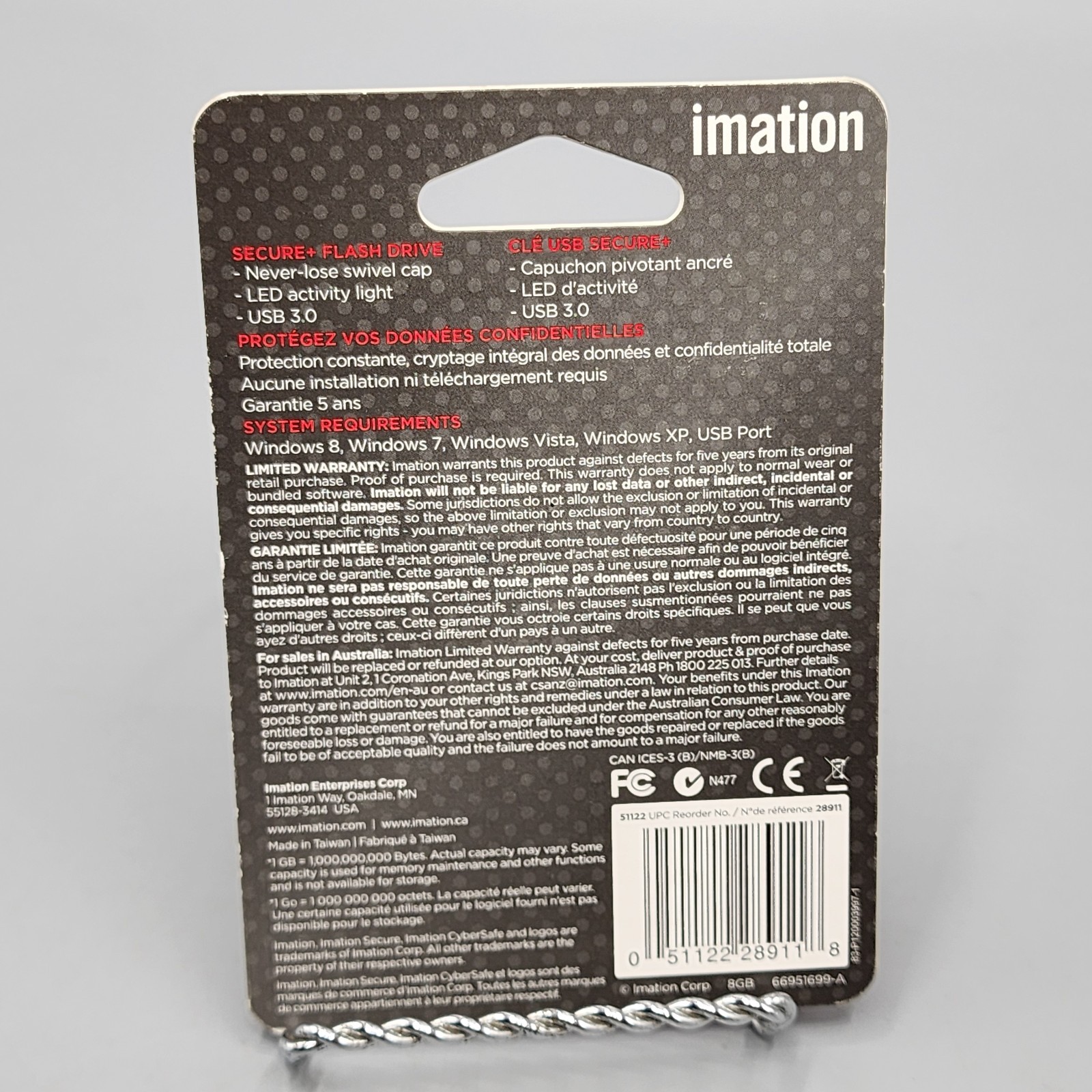 Imation 8GB SECURE+ USB 3.0 Swivel ENCRYPTED Flash Drive Windows Ready – NEW