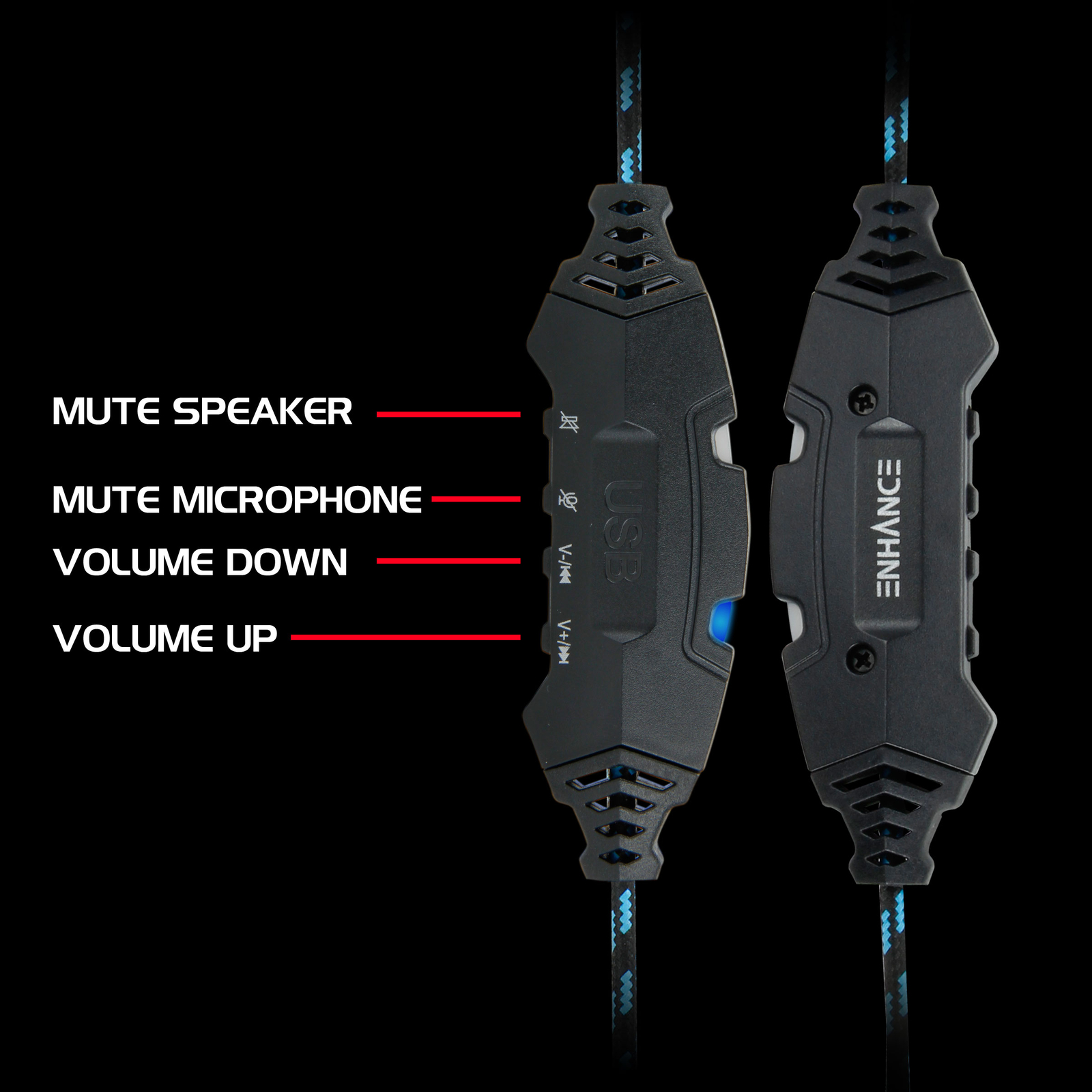 Computer Gaming Headset w/ Microphone by ENHANCE – 7.1 Surround Sound & LED