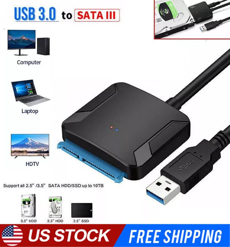 USB 3.0 to SATA External Hard Drive Reader 2.5″ 3.5″ HDD SSD Power adapter