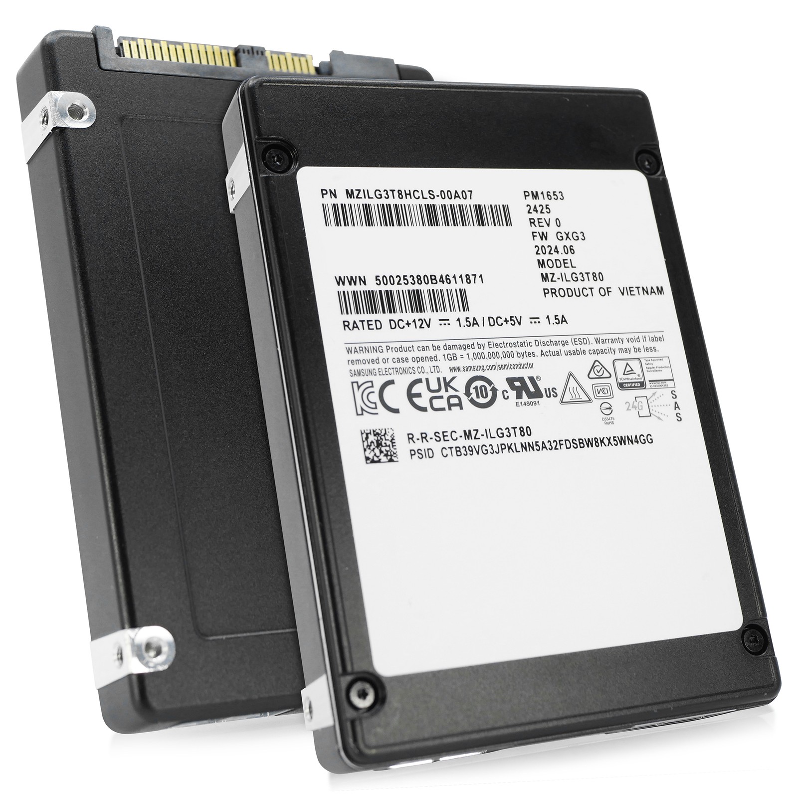 Samsung PM1653 3.84TB MZILG3T8HCLS SAS-4 24Gb/s 3D TLC 1 DWPD 2.5″ SSD