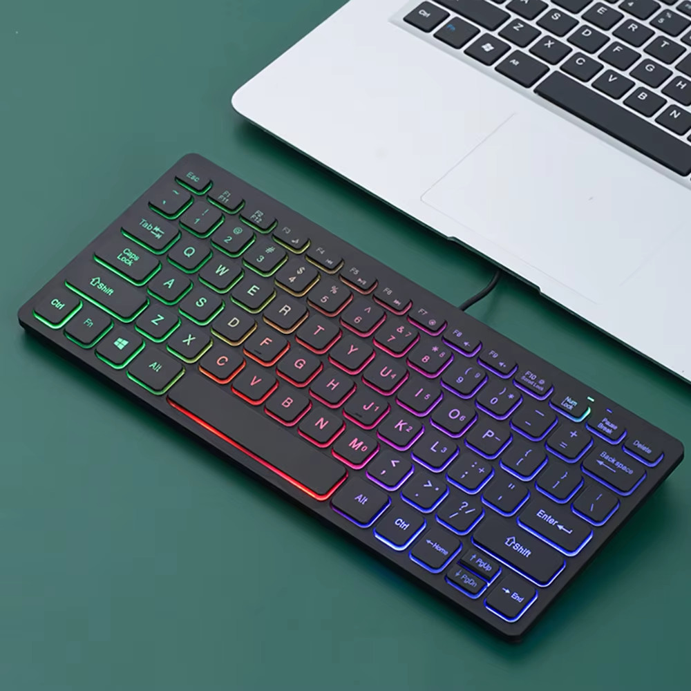 Mini USB Wired Keyboard 78 Keys Compact External Keyboard for PC