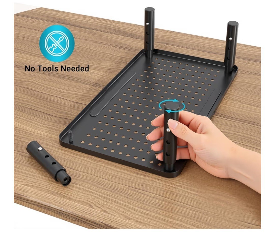 BONTEC Adjustable Metal Laptop Stand, Black, 14.5×9.1in, Cable Management, Pen …