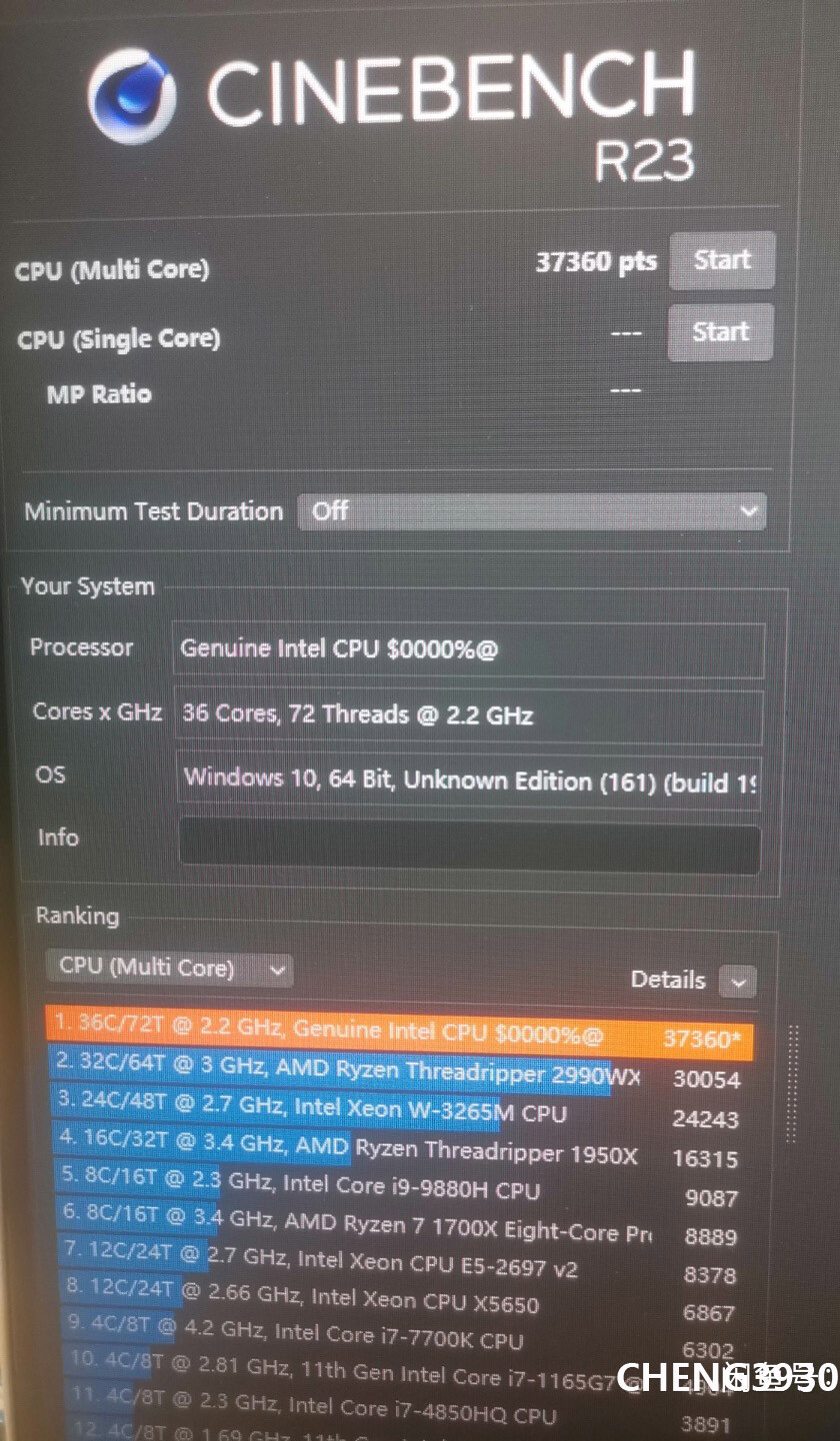 Intel Xeon Platinum 8360y ES 36c 2.2ghz 250w lga4189 ddr4-3200 CPU processor