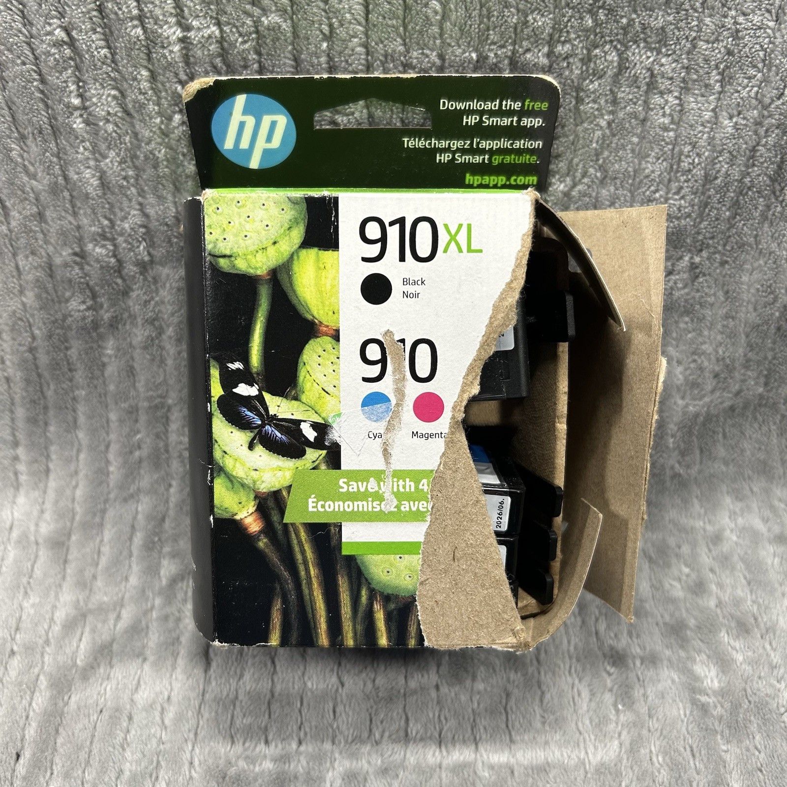 OEM HP 910XL Black 910 4-Pack Color C/M/Y Ink 3JB41AN Open Box Sealed Cartridges