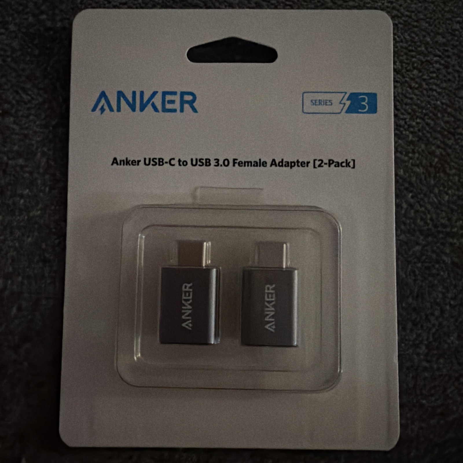 Anker USB-C to USB 3.0 Type-A Female Adapter, Gray 2-Pack, 1:1