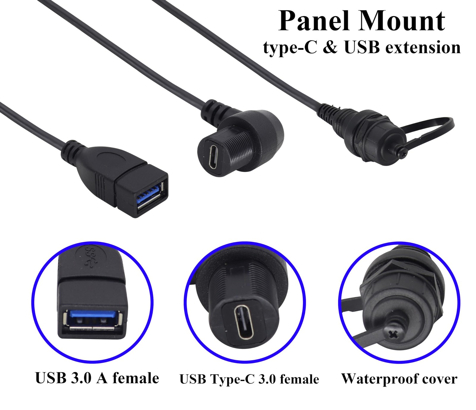 zdyCGTime Right & Left Angled 90 Degree USB Type-C to A 3.0 female 0.3M