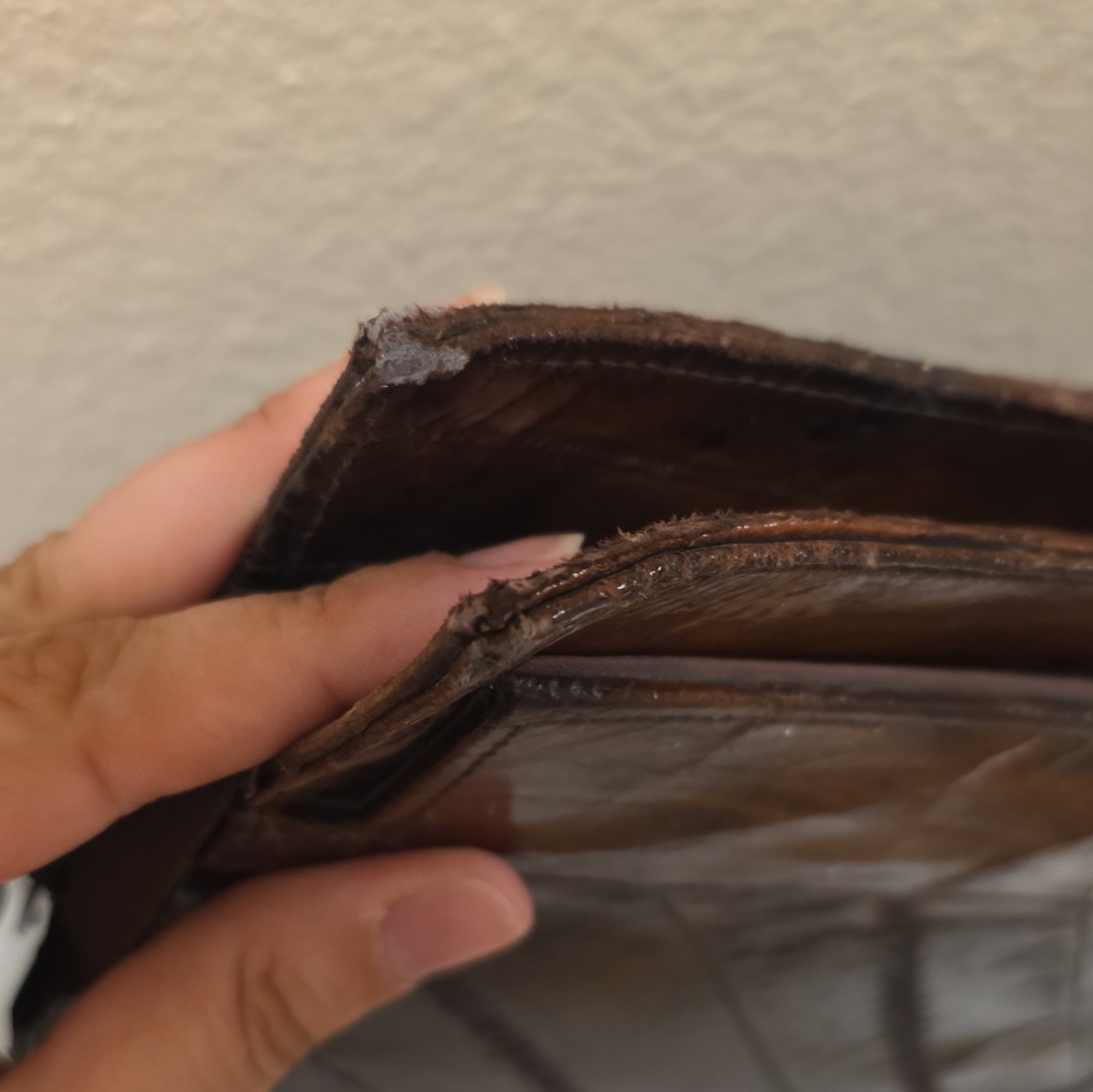 Eel Skin Brown Leather Briefcase Chevron Pattern Portfolio, Zipper Closure