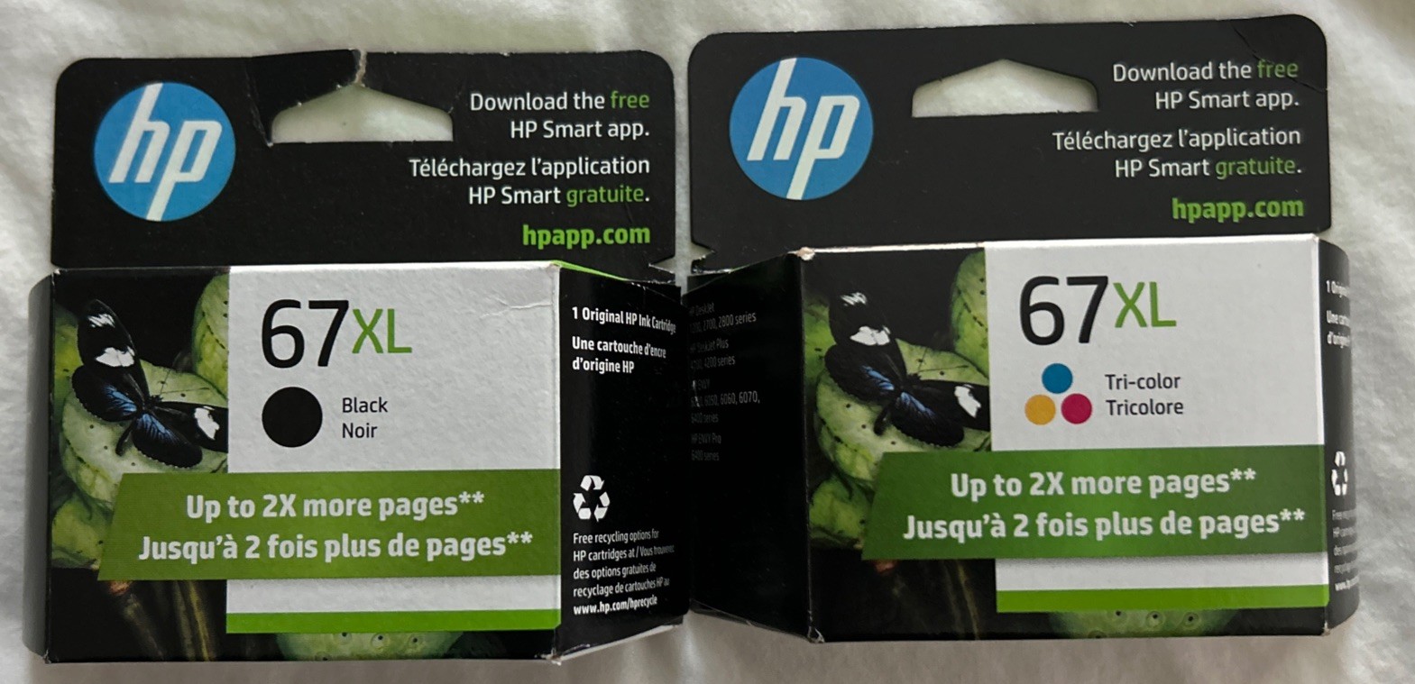 1-HP 67XL Black & 1-HP 67XL color Ink Cartridge Combo 2pk NEW/ SEALED Late 2026