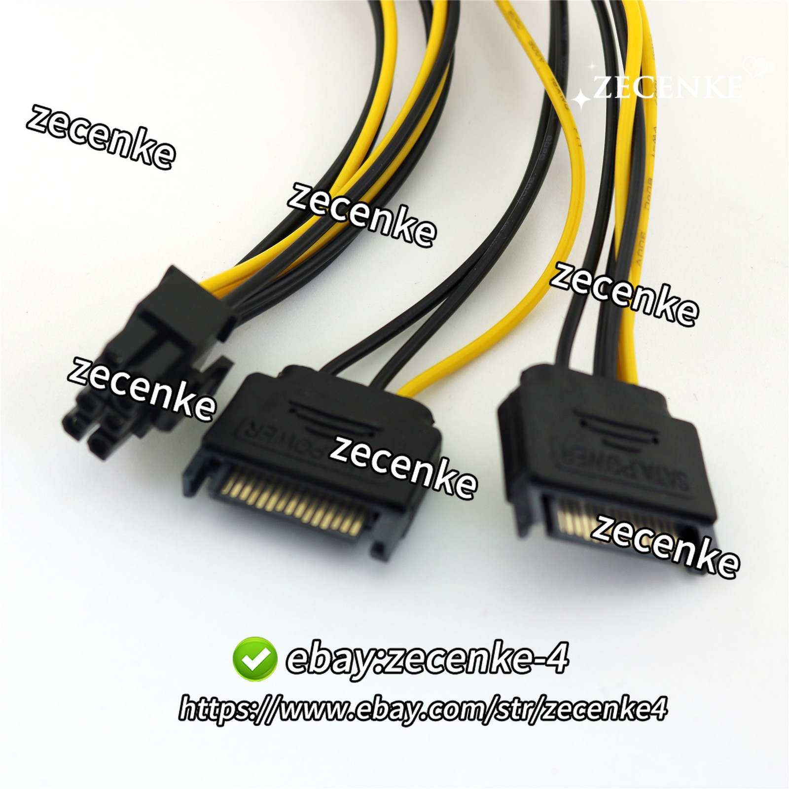 1pc 2x SATA 15 Pin Male to 6+2 Pin 8Pin PCI-E Express Video Power Adapter Cable