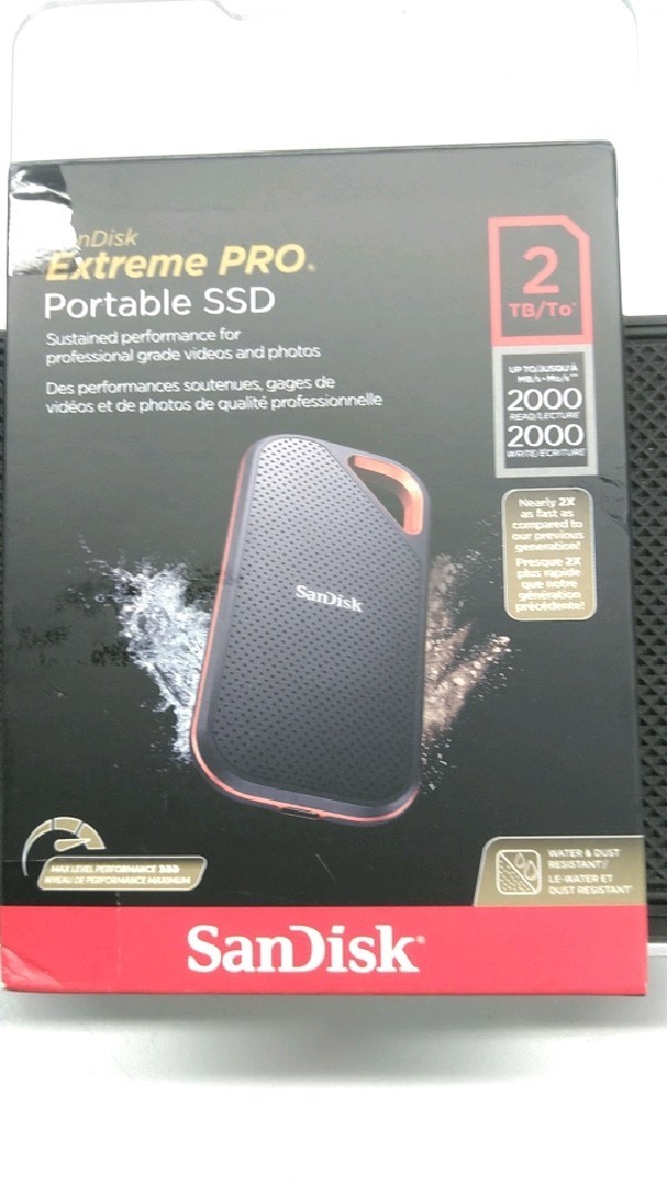 SanDisk Extreme PRO External Solid State Drive Black 2TB USB-C 2000MB/s NVMe
