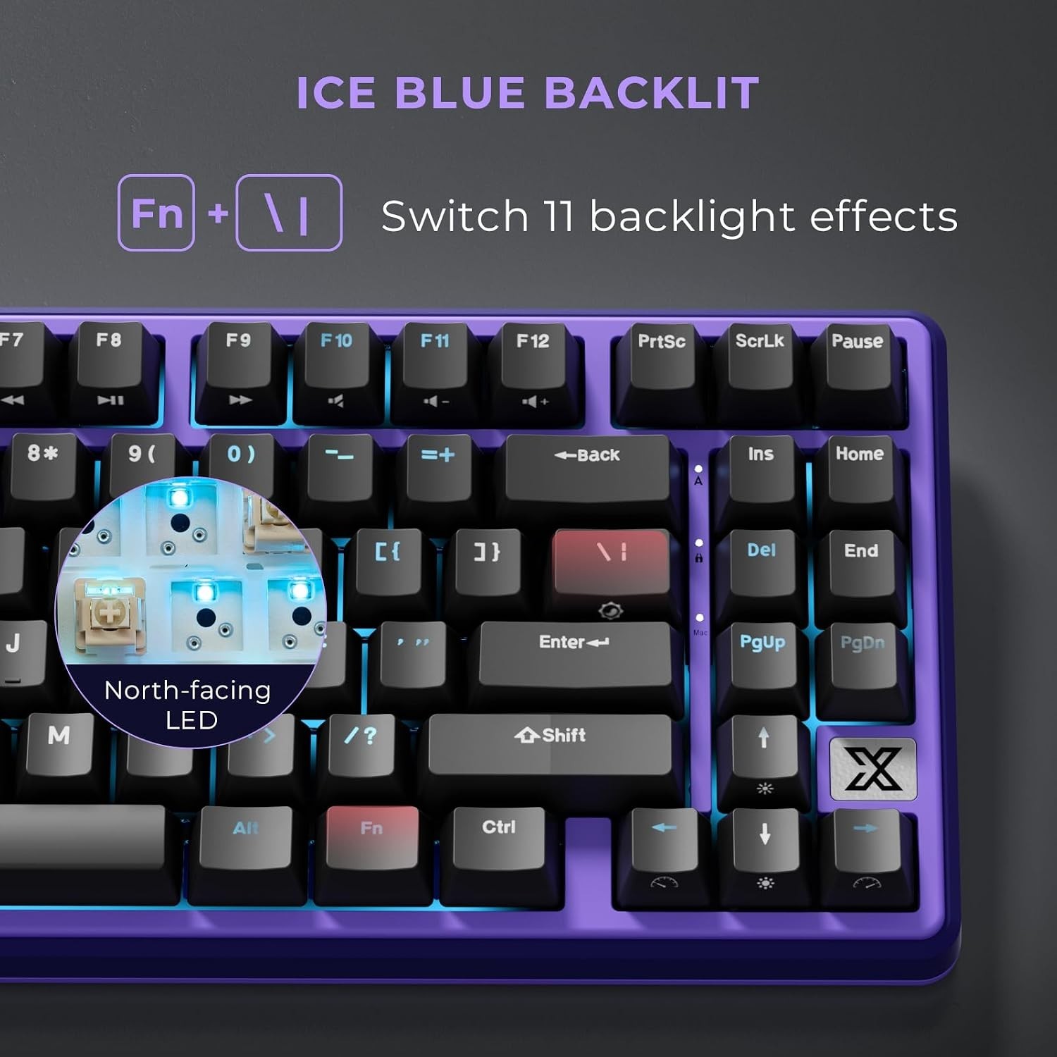 X87 75% Compact Mechanical Keyboard: Hot-Swappable, Ice-Blue Backlight Design