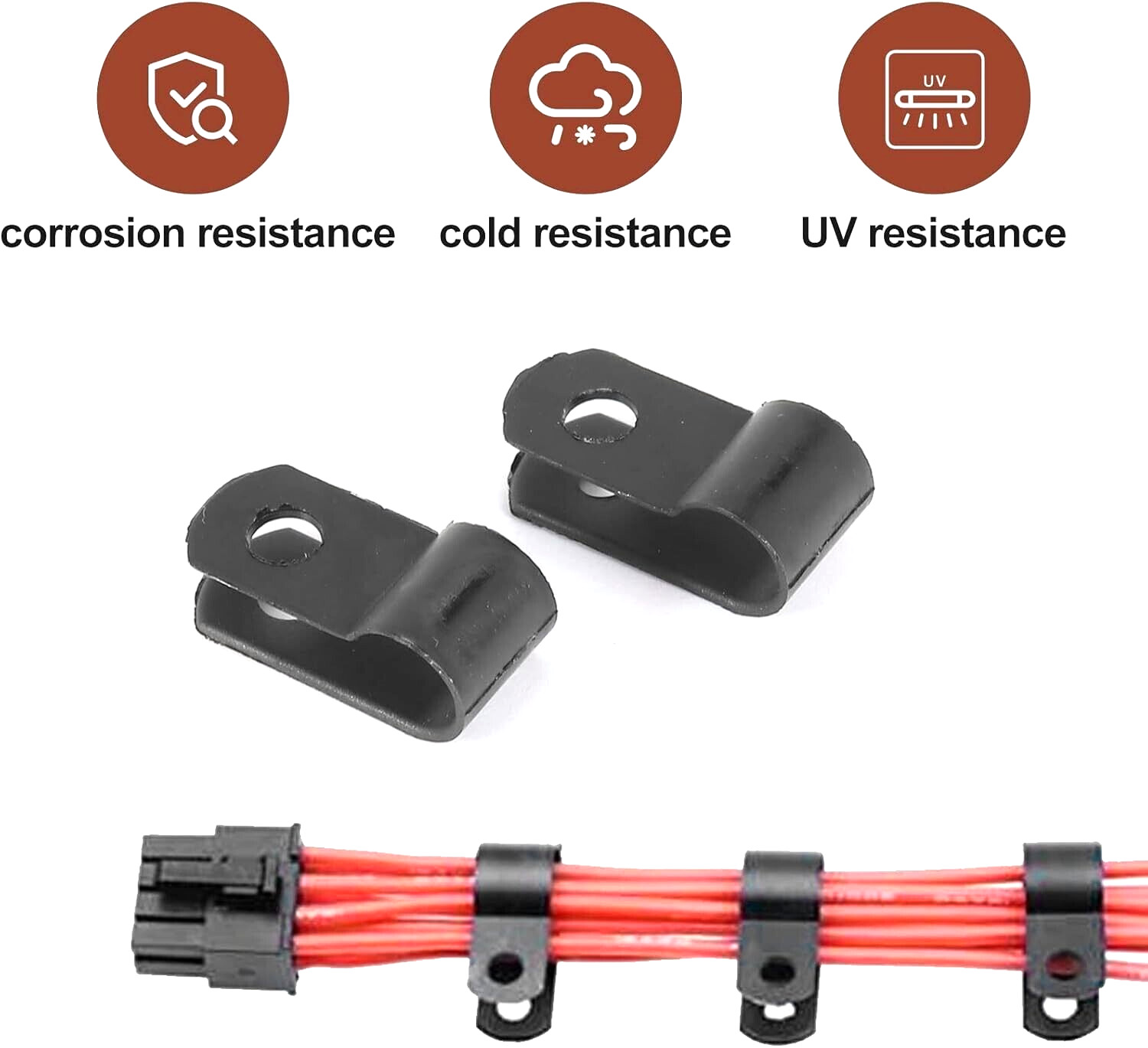 100 PCS 1/4″ Inch R-Type CABLE CLAMPS NYLON BLACK HOSE WIRE ELECTRICAL RING LOOP