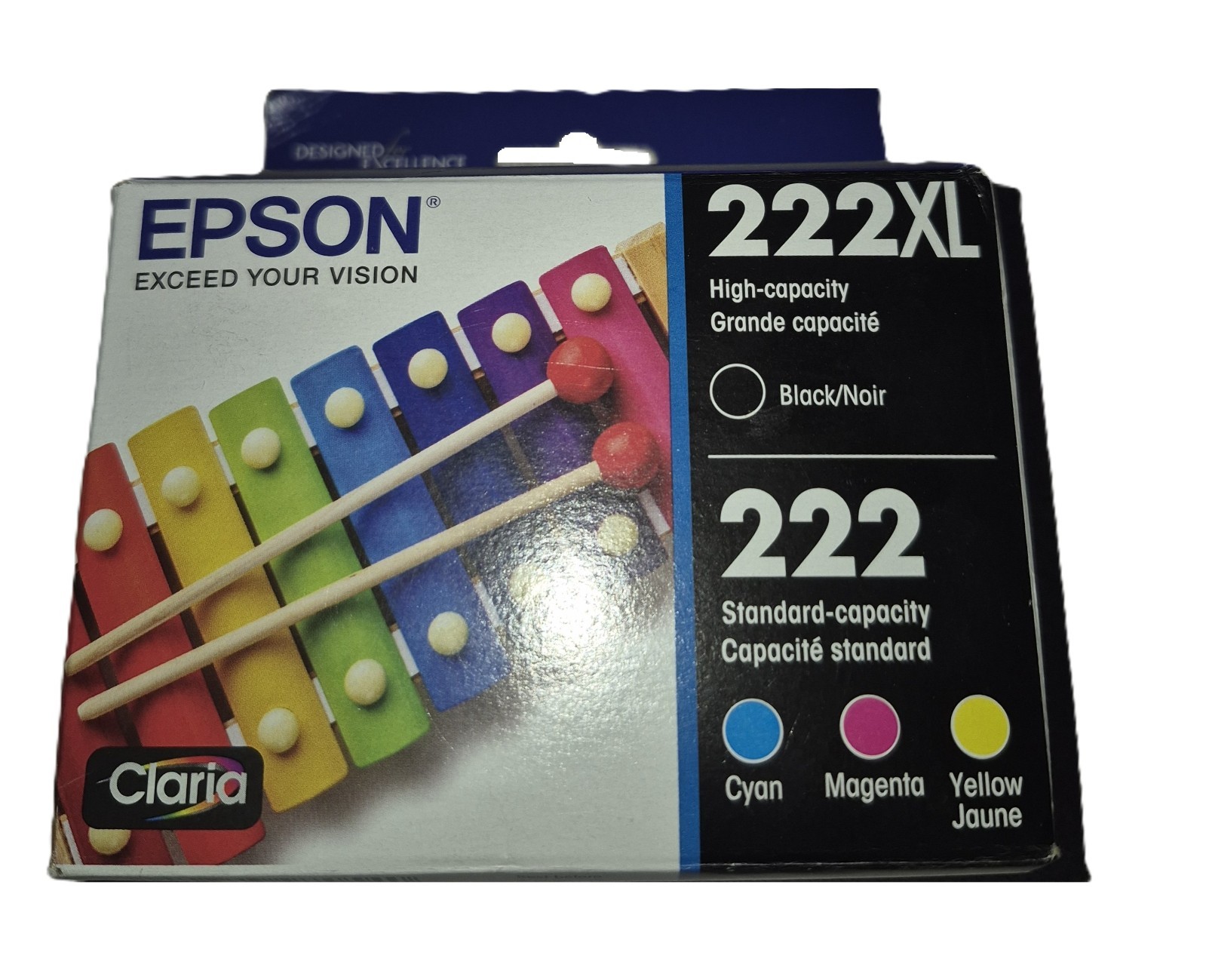 Epson 222XL Black + 222 CMY Claria Ink Cartridge Set T222XL-BCS Exp 02/2029