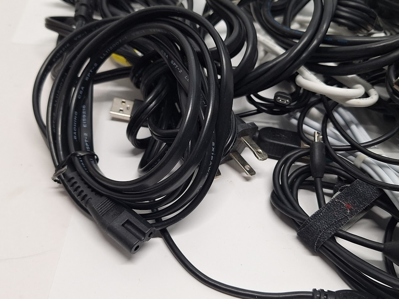 Lot of 60 Assorted Cables and Small Electronics