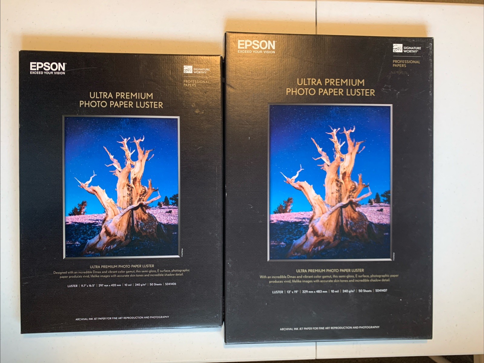 New Lot Of 2 Epson Ultra Premium Photo Paper Luster – 13 x 19″ + 11.7 x 16.5”