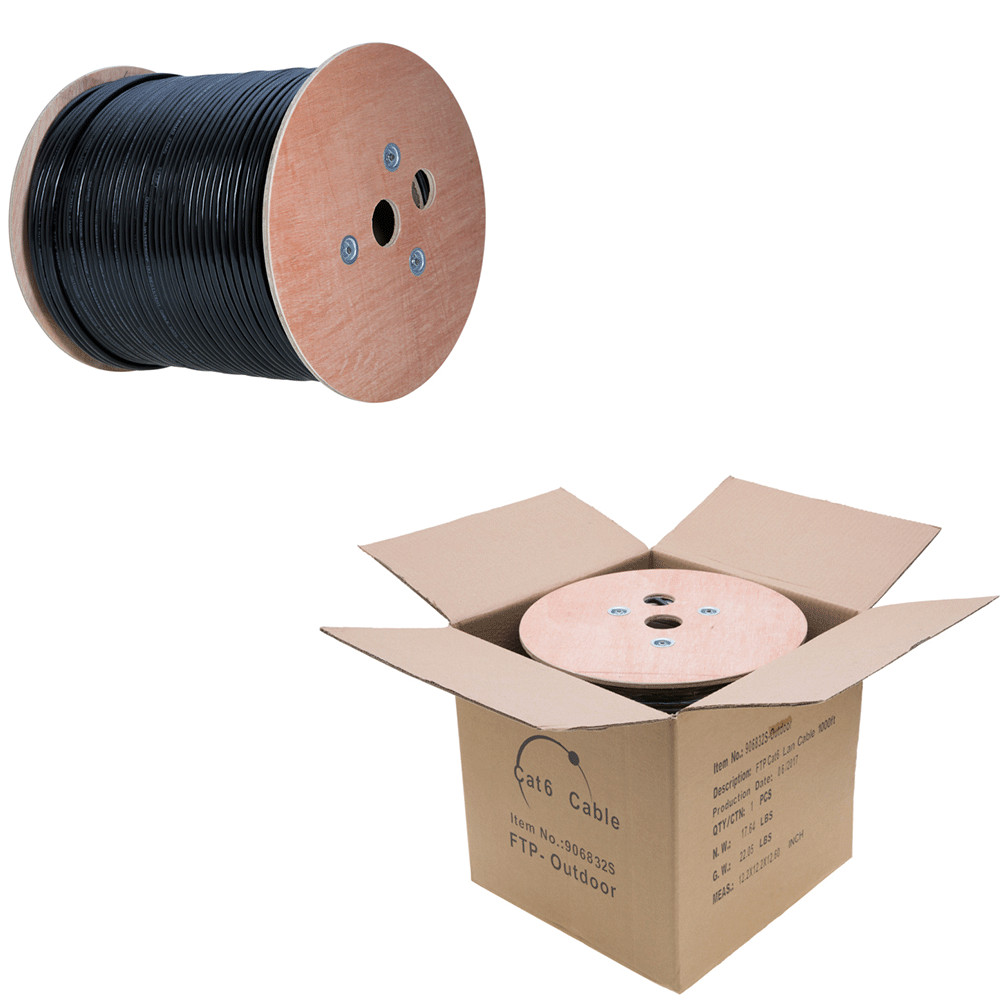 CAT6 500FT FTP Shielded Outdoor Network Ethernet Cable Bulk 550MHz 23 AWG Black