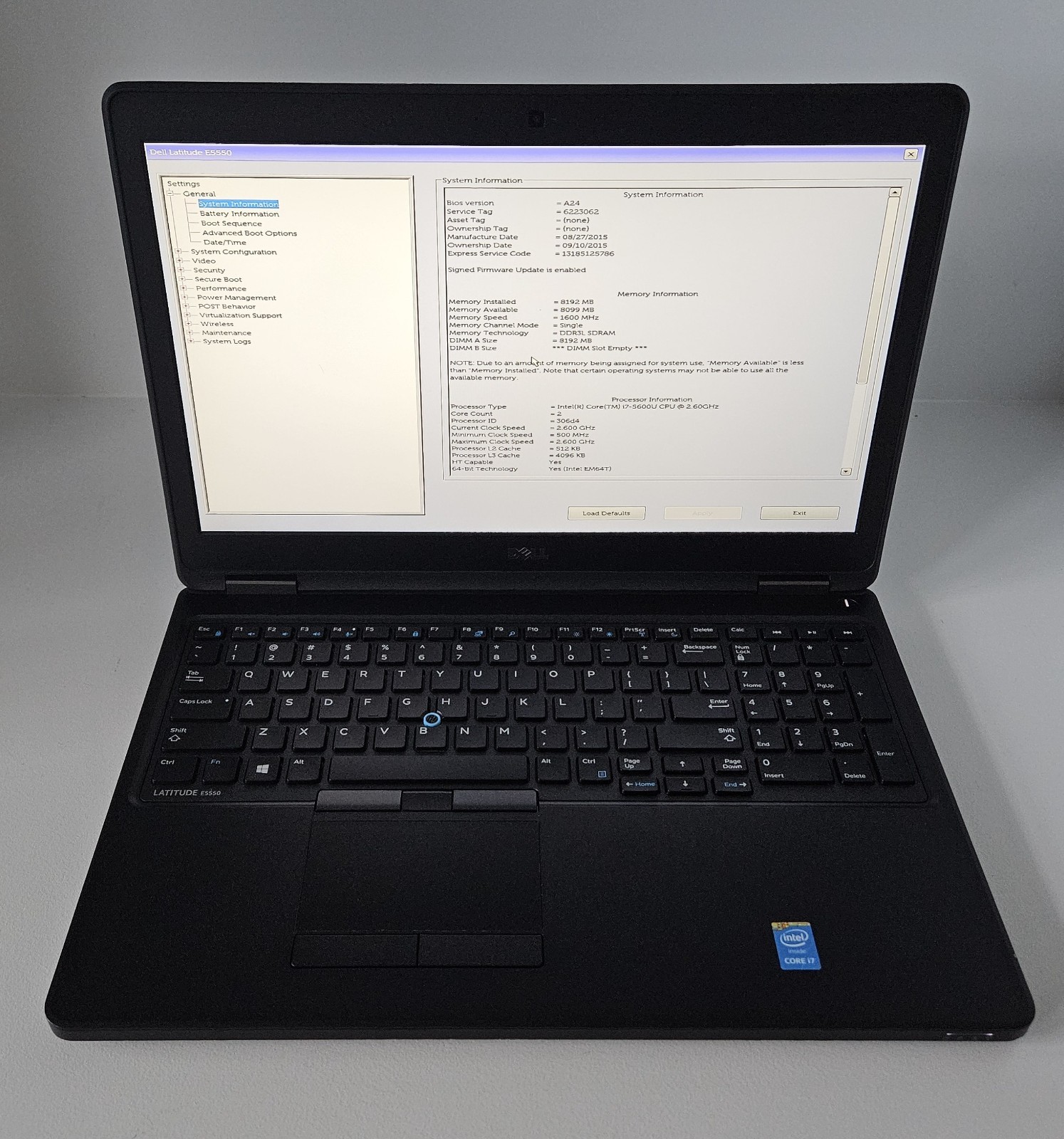 Dell Latitude E5550 Core i7-5600U 2.60GHz 8GB RAM Wi-Fi + BT Webcam No HD/SSD/OS