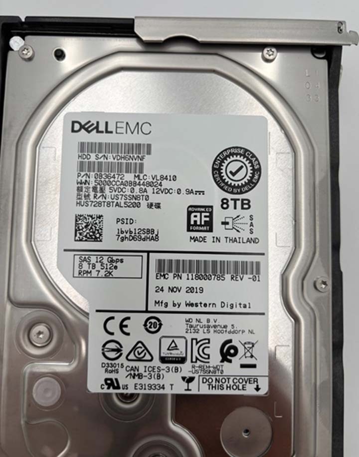 EMC 005053238 8TB 7.2K SAS 12G 3.5IN DATA DOMAIN DS60 HDD, 118000785-01