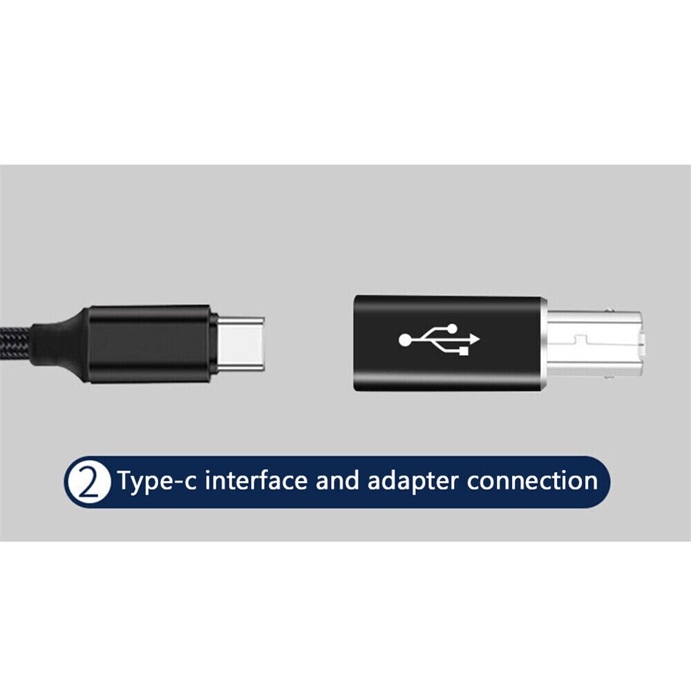 USB Type-C Female to USB B Male Adapter Straight For Scanner Printer Converter