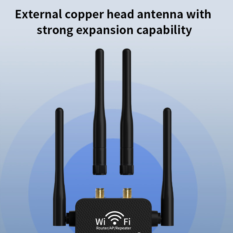 WiFi Extender Booster 1200Mbps, Dual Band 5GHz/ 2.4GHz with 3 Modes/4 Antennas