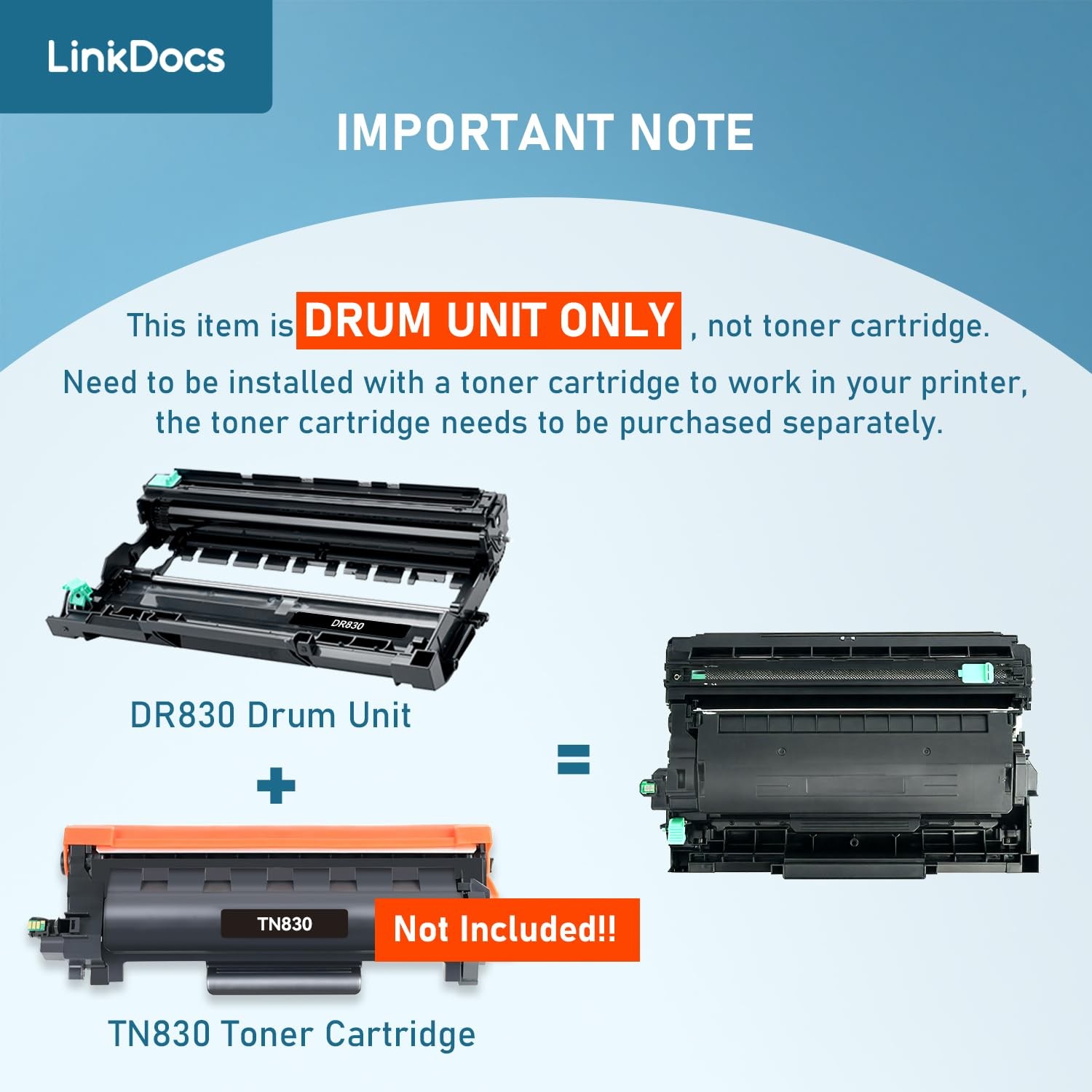 LinkDocs DR830 Drum Replacement for Brother DR830 DR-830 Drum Unit Used with Bro