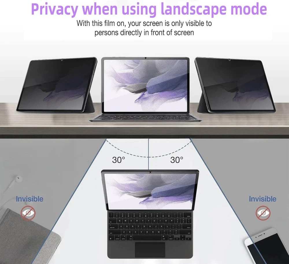 Privacy Screen Protector for Samsung Galaxy Tab S10 FE/S9 FE 5G, Anti-Scratch, B