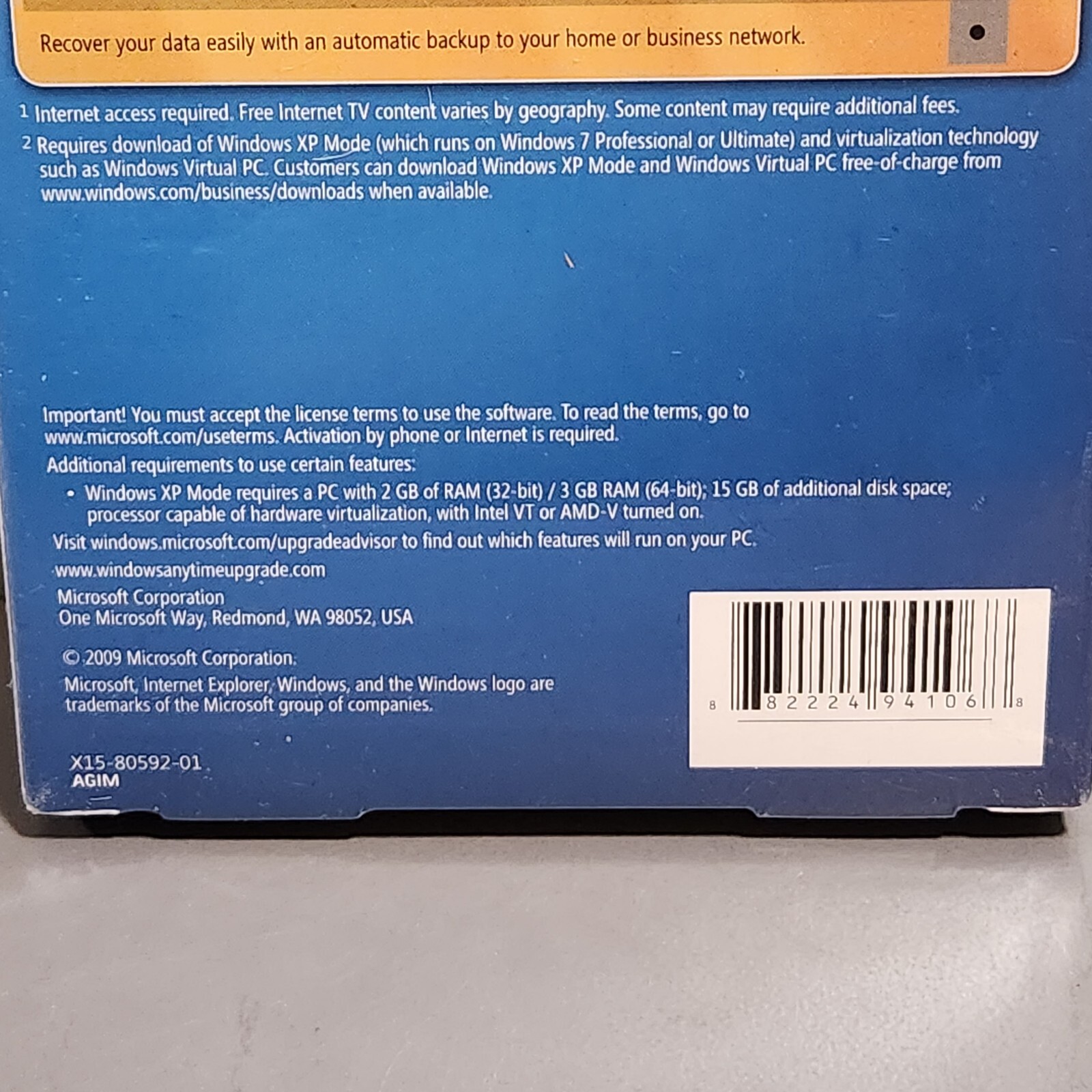 Microsoft Windows 7 Home Premium to Professional Anytime Upgrade PC NEW SEALED