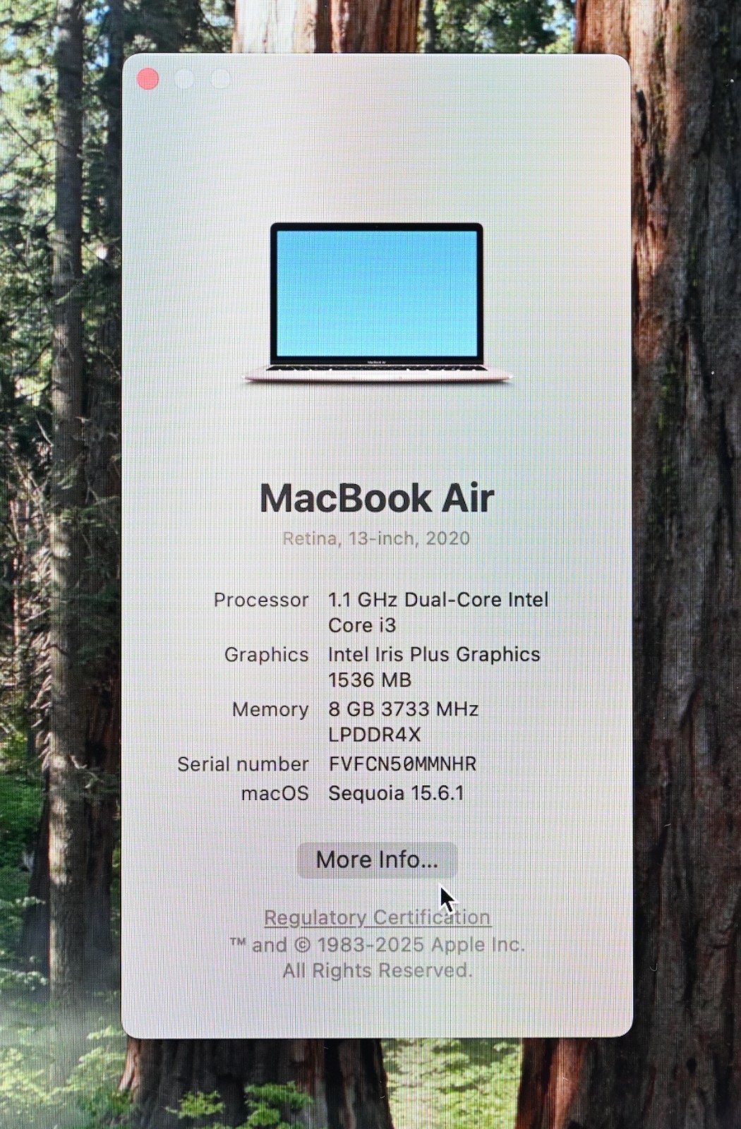 2020 Apple MacBook Air 11″ A2179 i3-1000NG4 1.1GHz 8GB RAM 256GB SSD