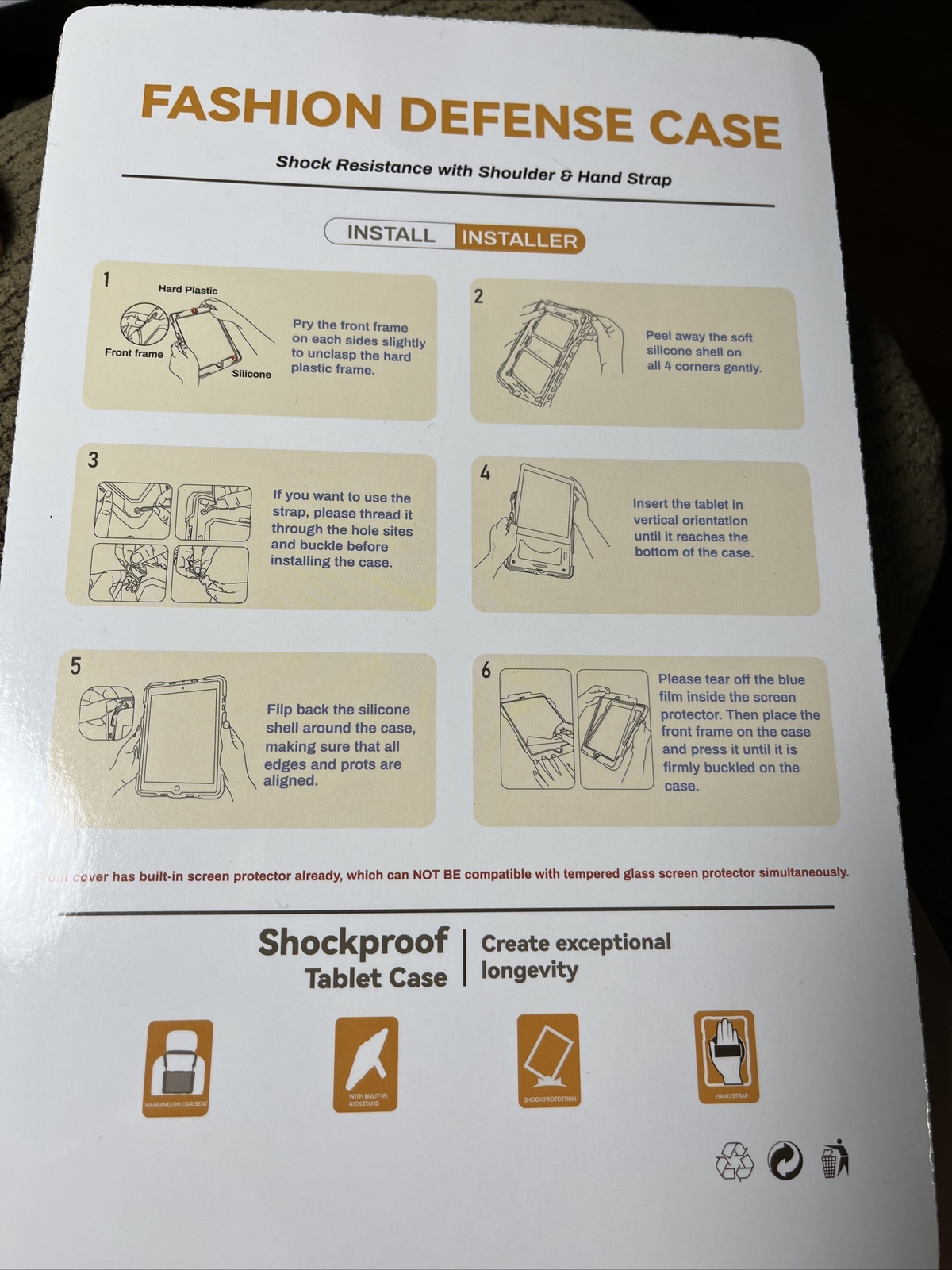 Shock Resistant Tablet Case with Hand and Shoulder Strap