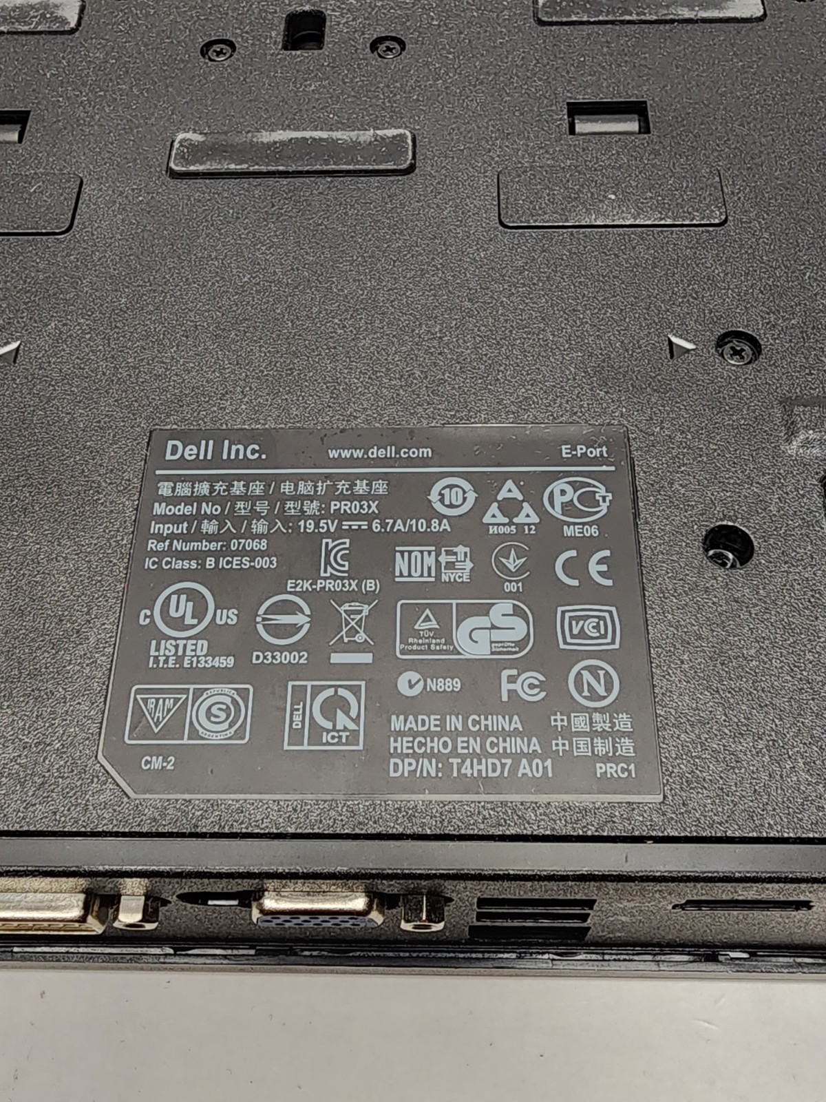 Dell Inc PRO3X Docking Station With Dell PA-12 Family DA65NS3-00 Adapter