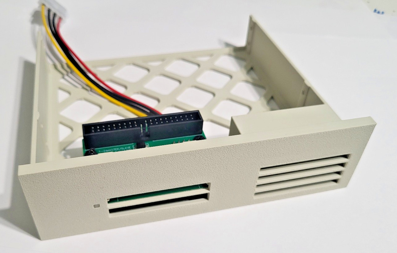 5.25″ bay Dual CF Compact Flash to IDE adapter with Molex conn and storage