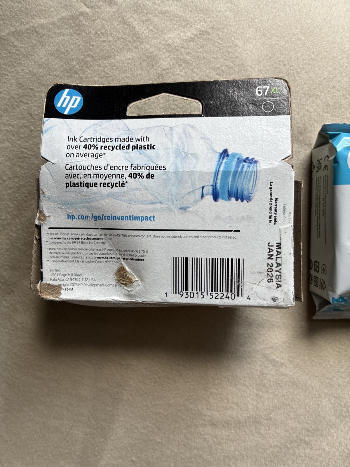 NEW Genuine HP 67 XL Black HP 67 Tri Color Ink Cartridges exp. 01/26 04/27